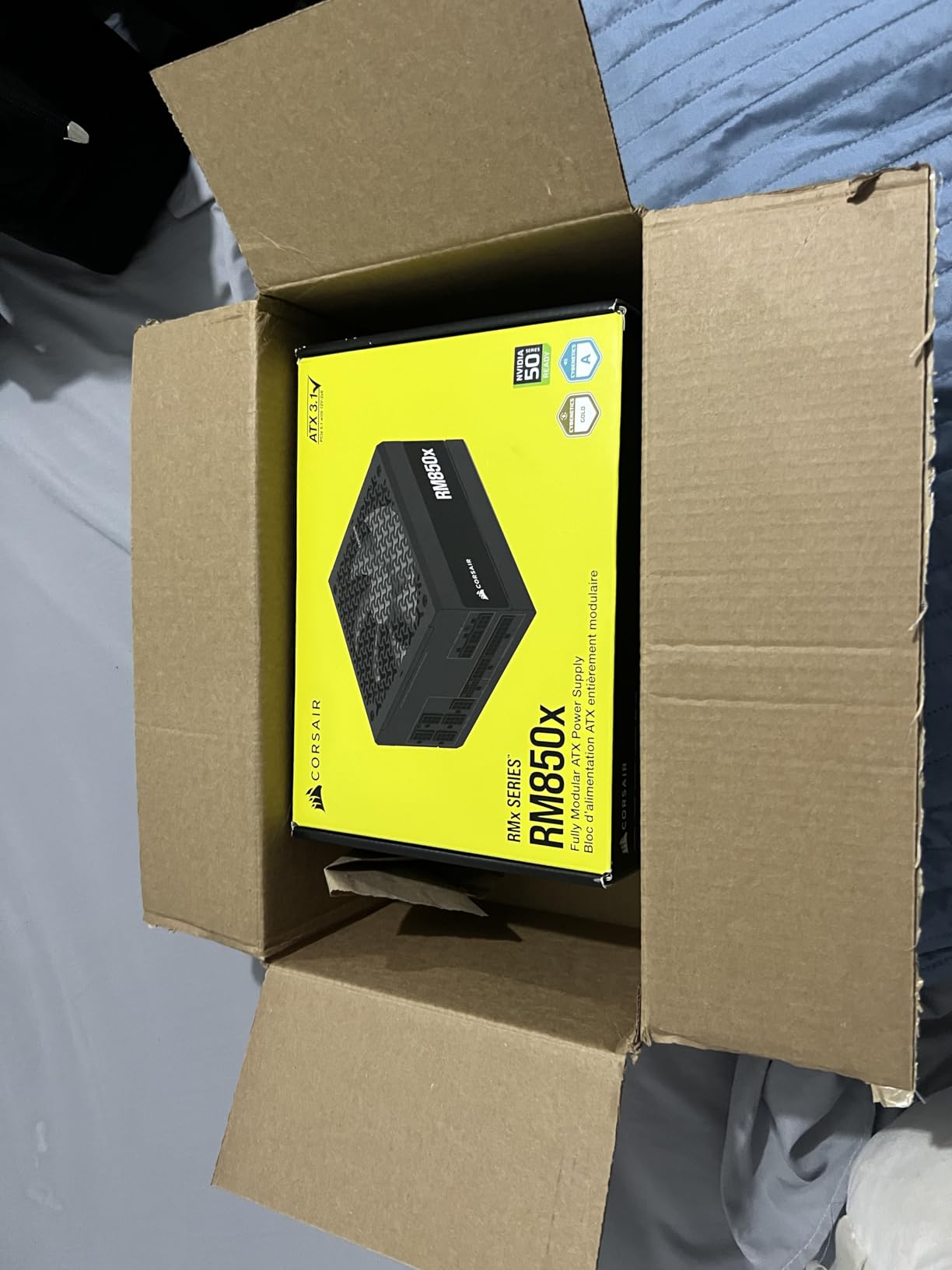 CORSAIR RM850x ATX 3.1 PCIe 5.1 Ready Fully Modular 850W Power Supply – Low-Noise, Cybenetics Gold Efficiency, Native 12V-2x6 Connector – Black customer photo 2