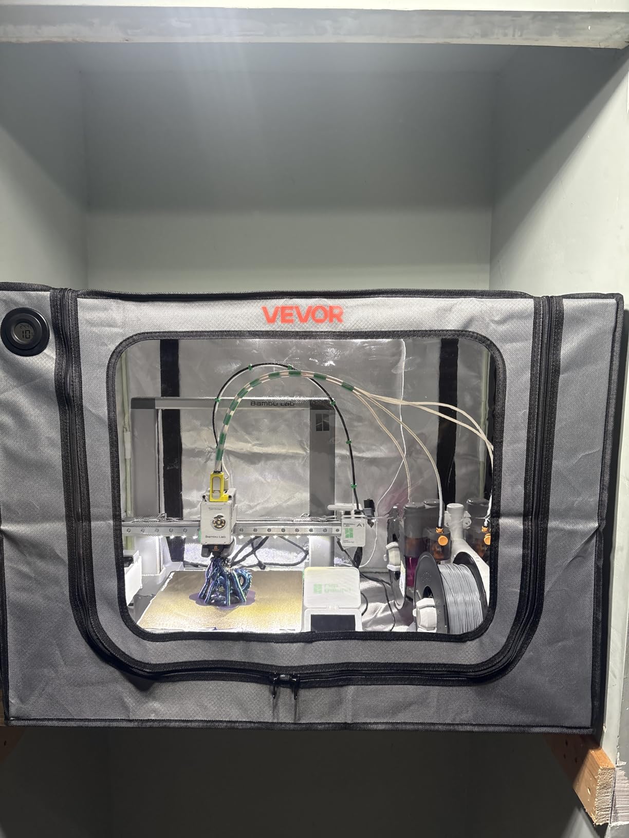 VEVOR 3D Printer Enclosure with Ventilation, Dustproof Waterproof Oxford Cloth Resin 3D Printer Tent, Constant Temperature Protective Case with LED, Compatible with Photon Mono/Mars 3, FDM/LCD Printer customer photo 2