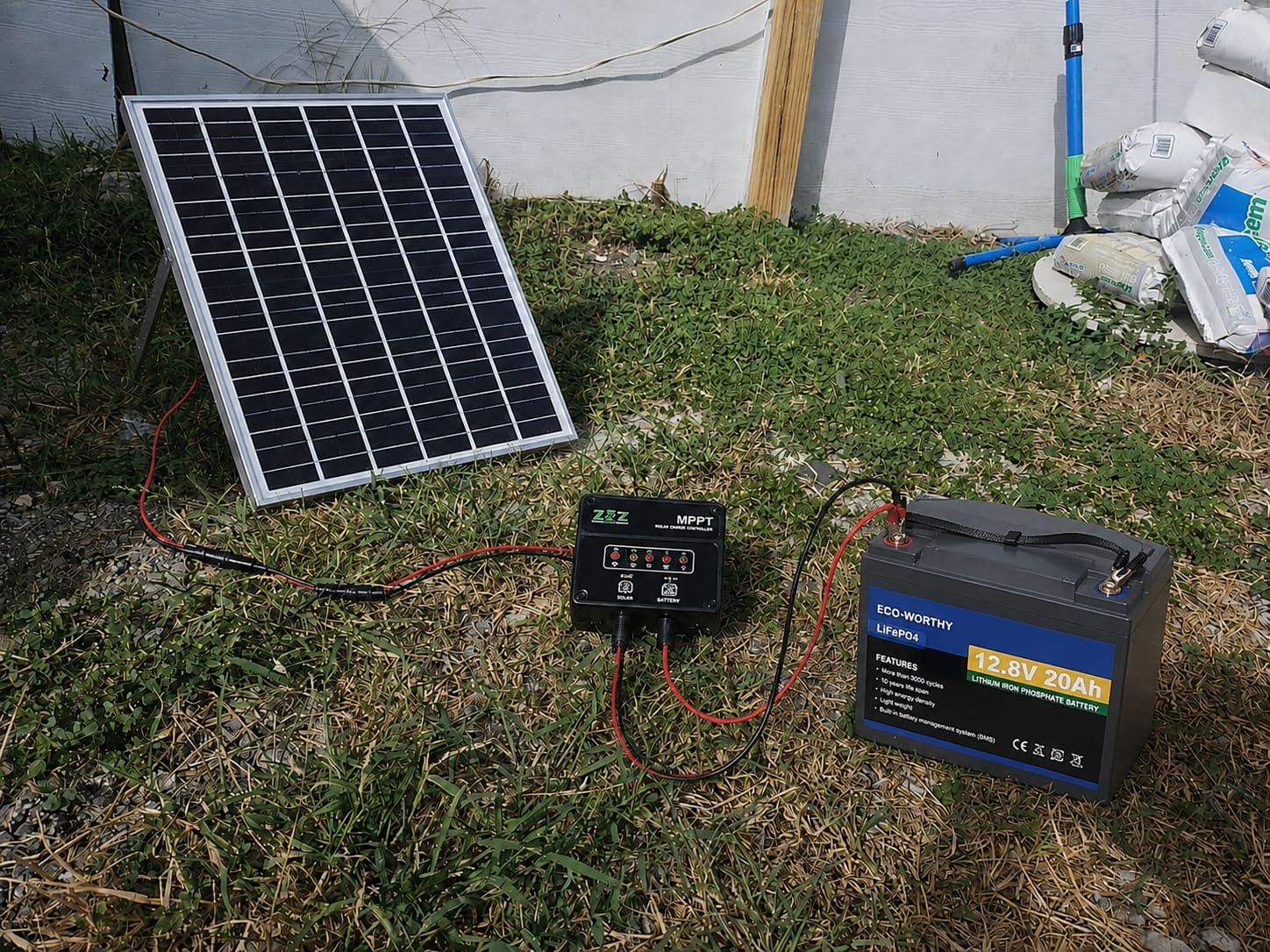 Solar Powered Battery Charger Trickle Maintainer, 20W 12V Solar Panel Kits MPPT Charge Controller with 8 Protections Function IP68 Waterproof for RV Trailer Marine Car Motorcycle (1, Black) customer photo 1