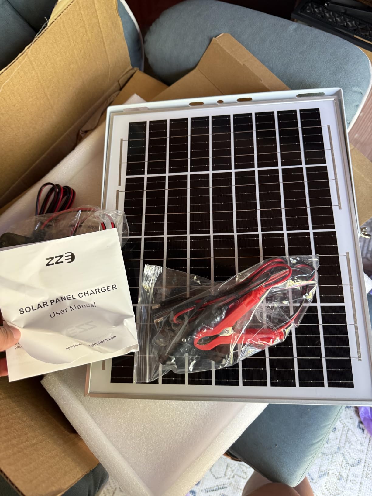 Solar Powered Battery Charger Trickle Maintainer, 20W 12V Solar Panel Kits MPPT Charge Controller with 8 Protections Function IP68 Waterproof for RV Trailer Marine Car Motorcycle (1, Black) customer photo 2