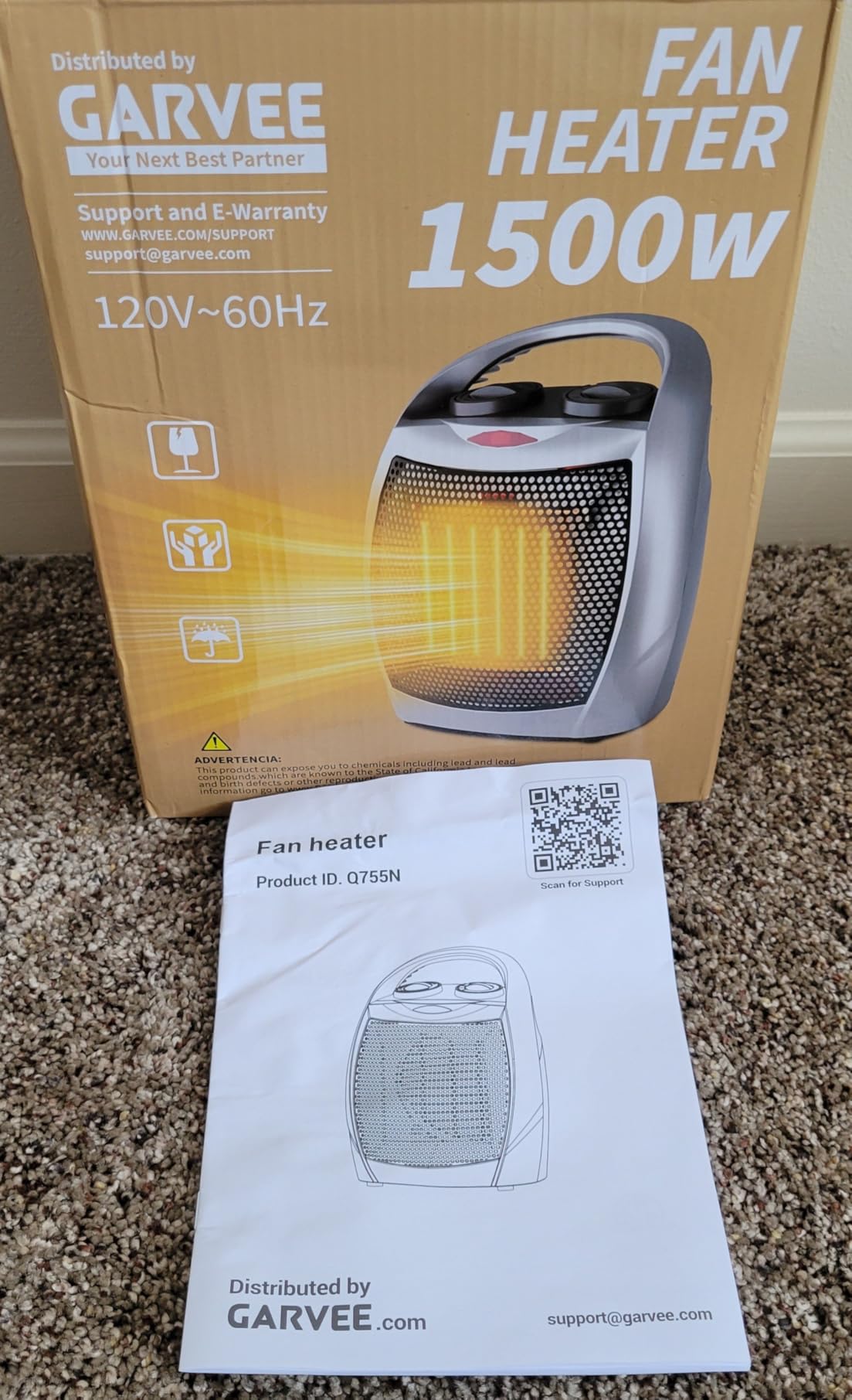 GarveeTech Greenhouse Heater - Handle Indoor Portable Electric Heaters, 2 Speed Adjustable PTC Fast Heating Ceramic Room Small Heater for Indoors Use 1500W/750W (Silver) customer photo 1