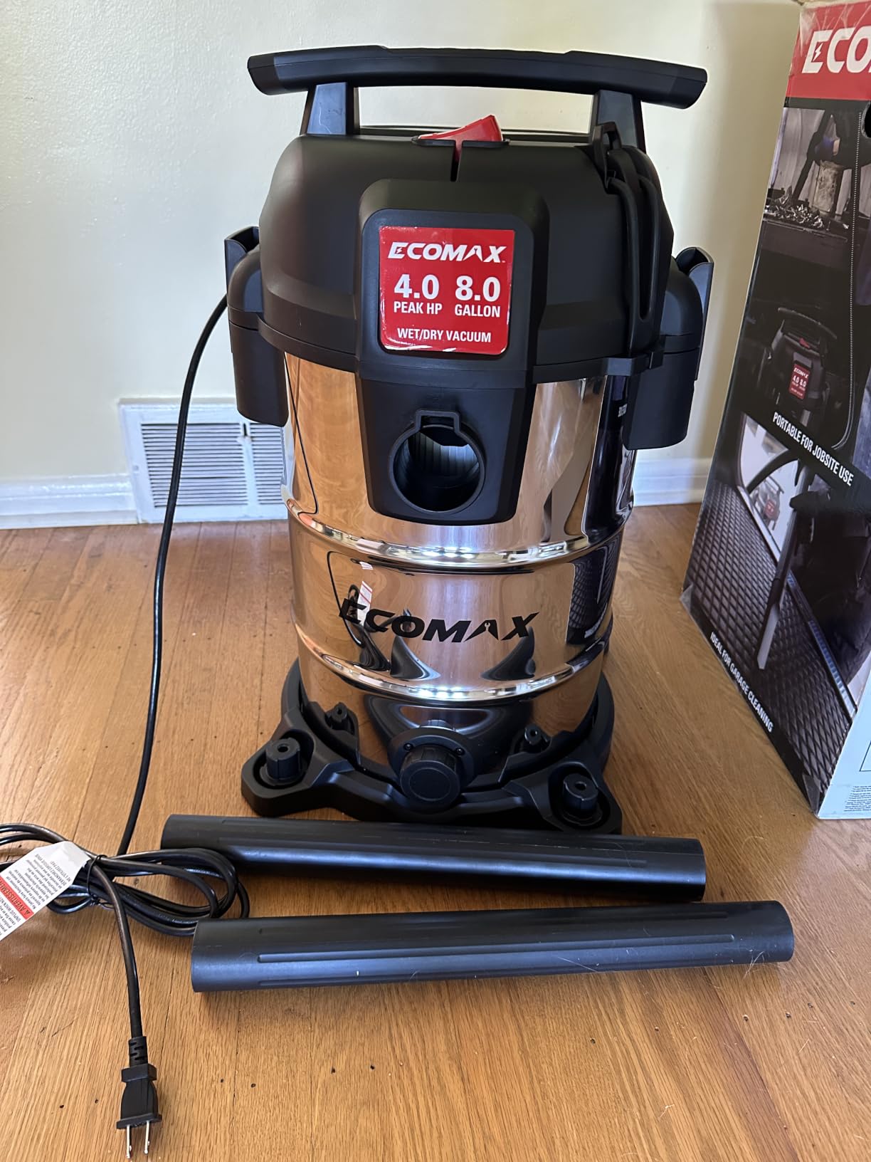 ECOMAX 8 Gallon Ultra Quiet Stainless Steel Shop Vacuum Wet and Dry customer photo 1