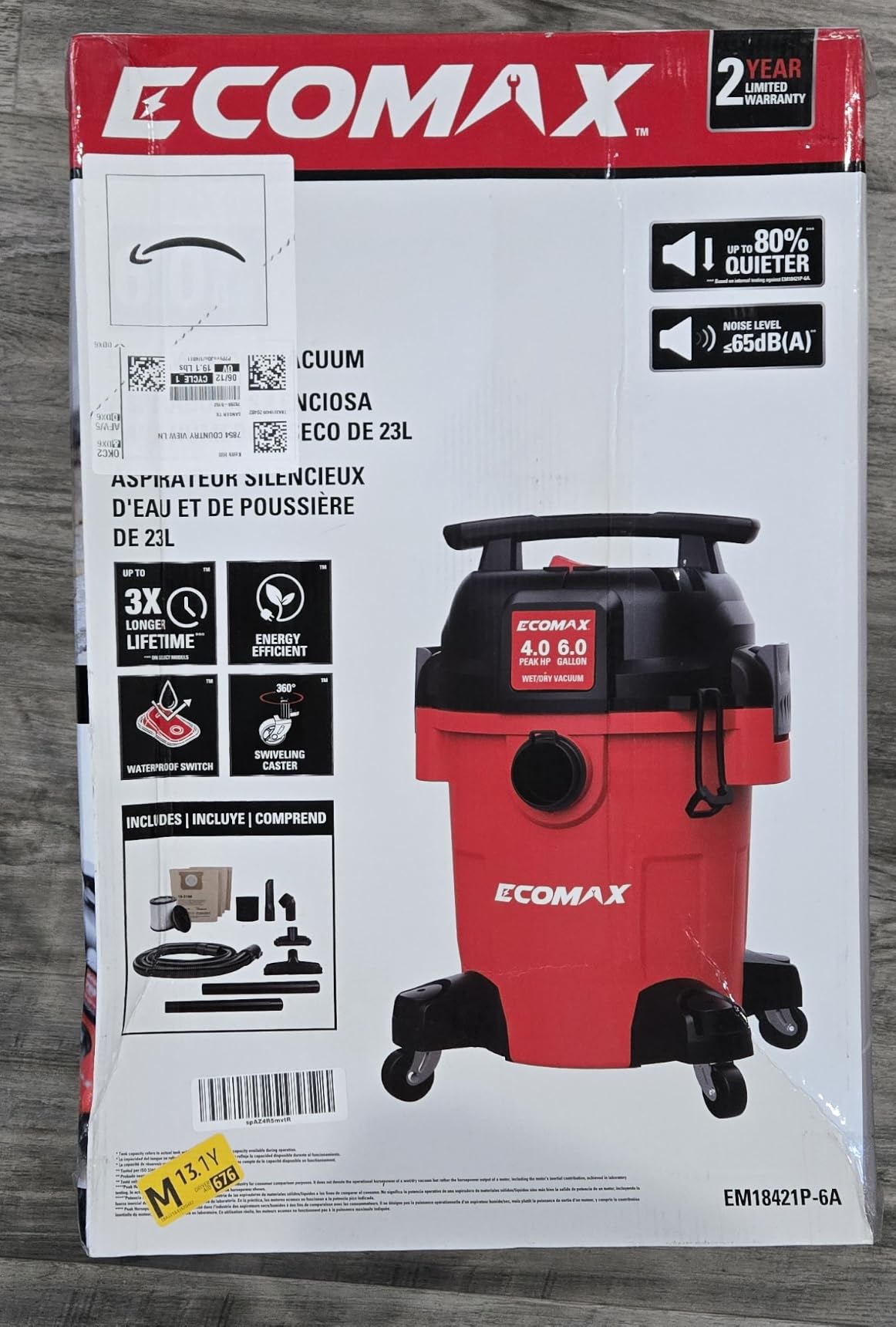 ECOMAX Ultra Quiet Shop Vacuum Wet and Dry 6 Gal 4 HP customer photo 1