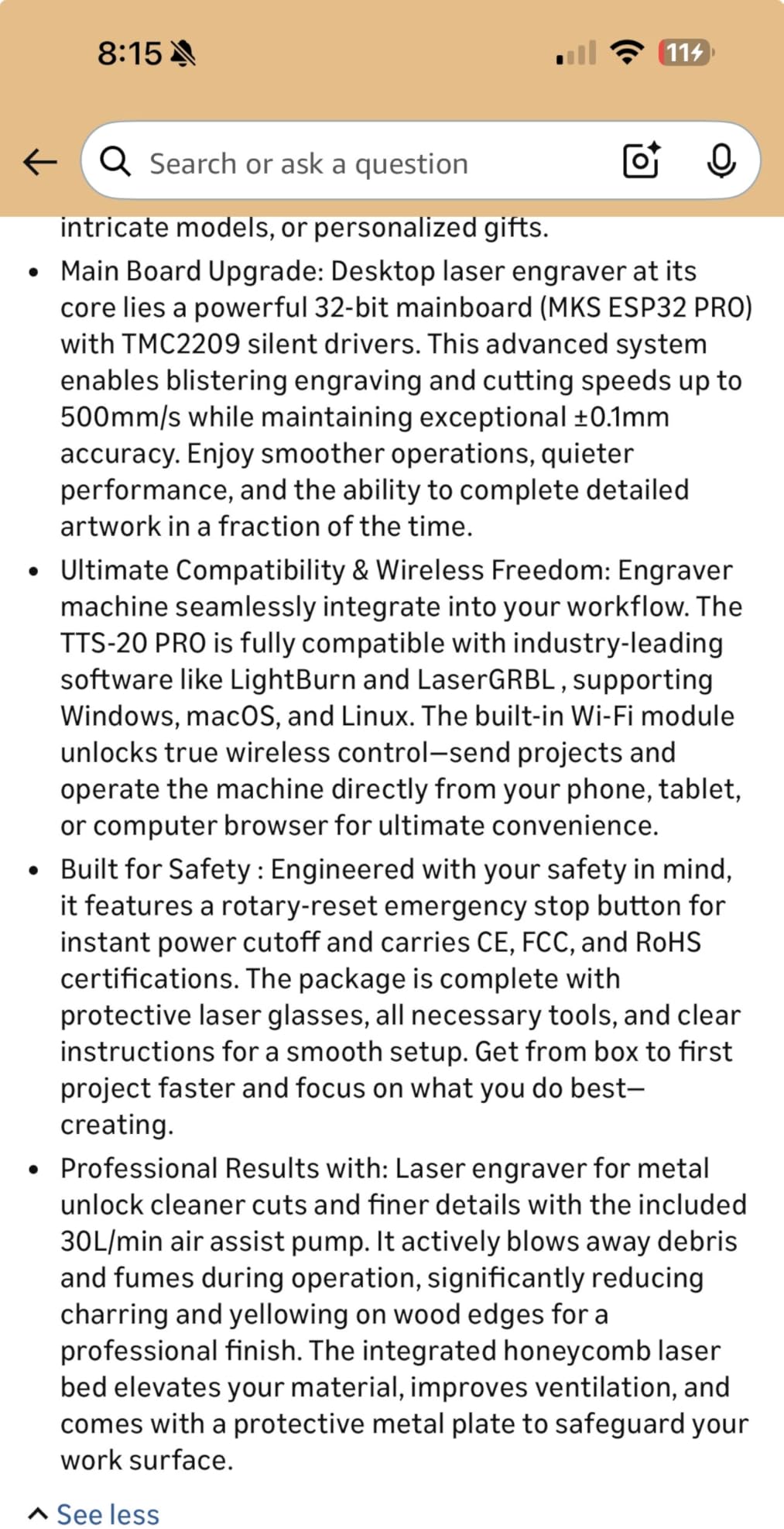 Twotrees TTS-55 Pro Laser Engraver 5500mW Laser Engraving Machine customer photo 2