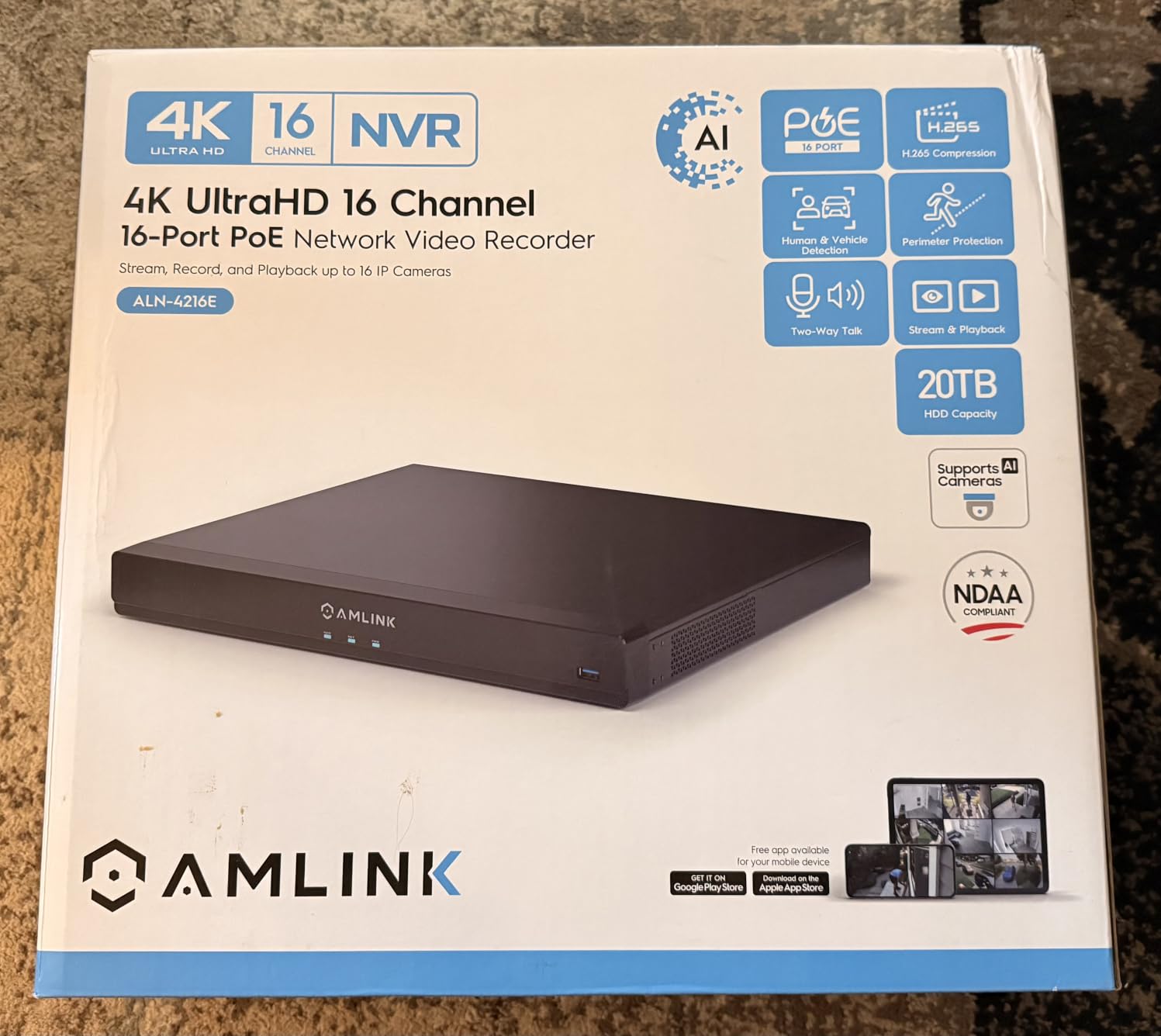 AMLINK 12MP 16CH AI NVR (8-Port PoE), Smart NVR, Human Detection & Vehicle Detection - Supports 16 x 12MP IP Cameras, Supports 1 x 20TB HDD (Not Included) ALN-4216E customer photo 2
