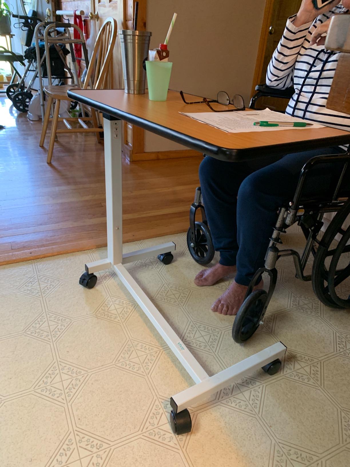 Vive Overbed Table (XL) - Hospital Bed Table - Swivel Wheel Rolling Tray customer photo 2