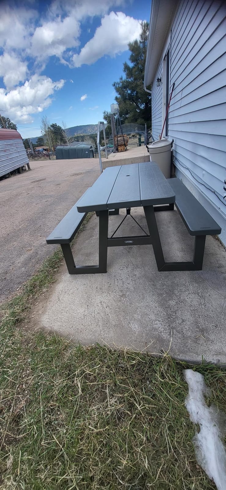 LIFETIME 6-Foot Folding Picnic Table with Benches, Seats 8, Heavy-Duty HDPE Tabletop, Steel Frame, Weather & UV Resistant Outdoor Picnic Table with Umbrella Hole customer photo 1
