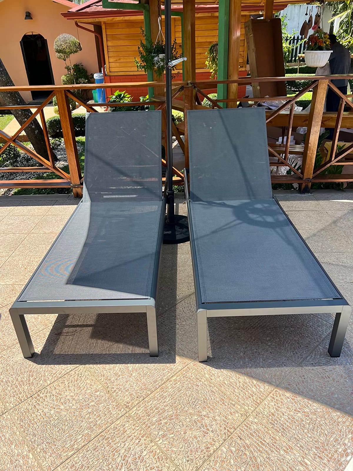 Christopher Knight Home Cape Coral Outdoor Aluminum Chaise Lounges with Mesh Seat, 2-Pcs Set, Grey / Dark Grey customer photo 1