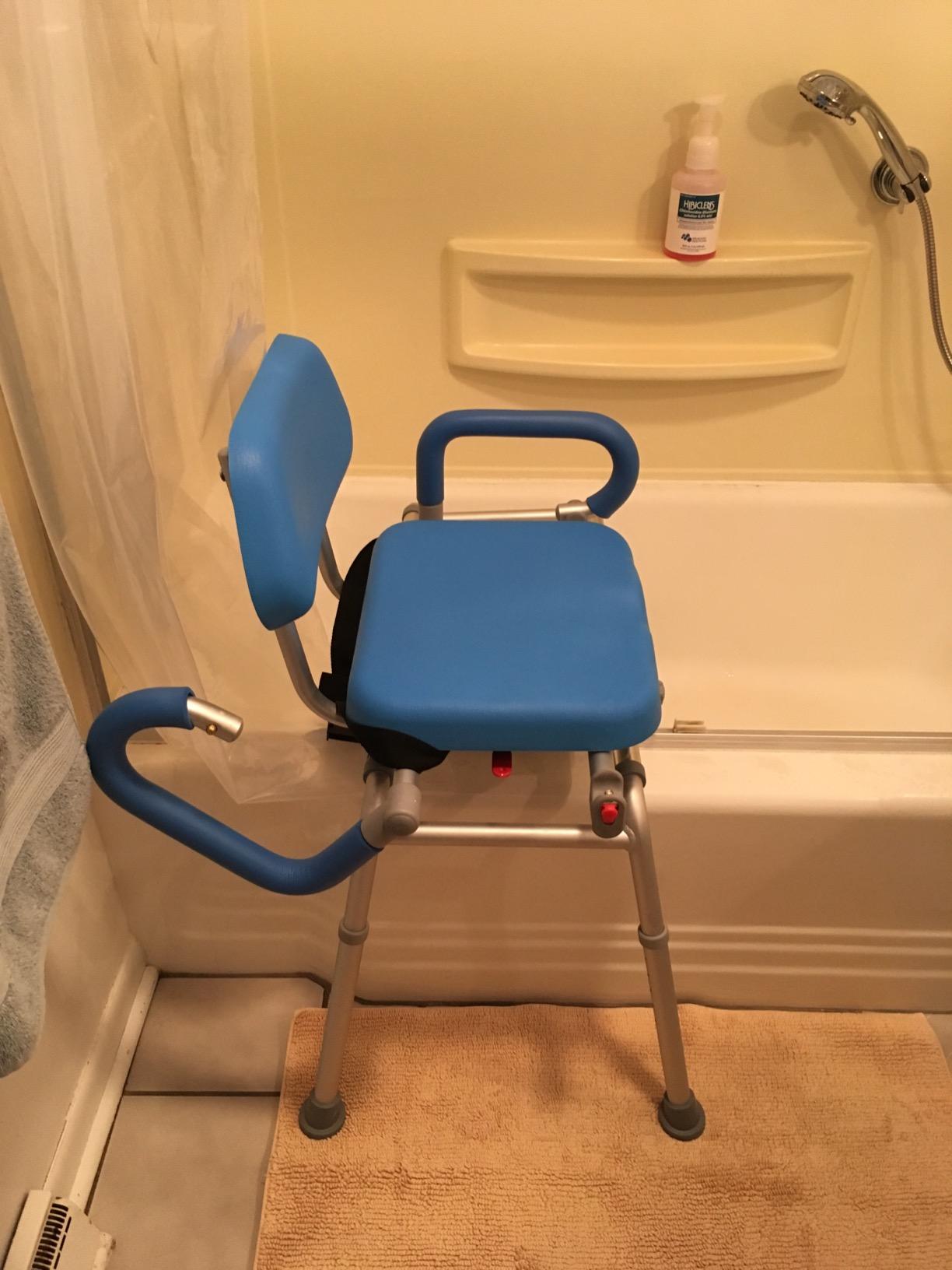 Platinum Health Carousel Sliding Shower Chair Transfer Bench with Swivel Seat, Premium Padded Bath, with Pivoting Arms, Adjustable Space Saving Design for Tubs, for Handicap & Seniors, Aluminum, Gray customer photo 1