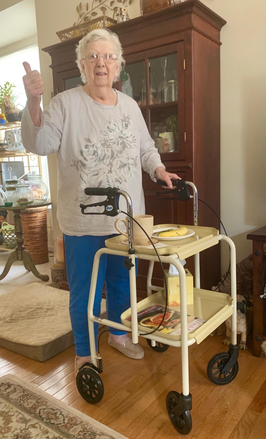 Homecraft Deluxe Walker Trolley, Mobility Aid with Built in Trays for Carrying Personal Items, Sturdy Walking Device with Hand Brakes to Control and Support, Shelves Have High Edges to Keep Objects On customer photo 2