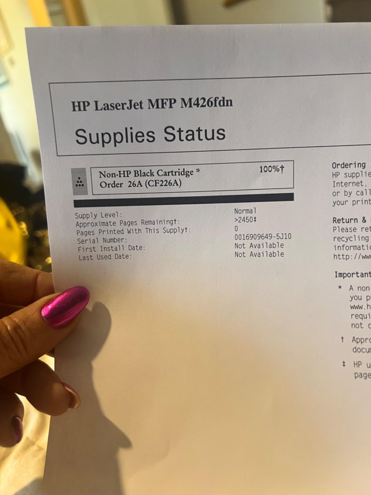 CF226A 26A Toner Cartridge for HP Printer 26X CF226X M402n MFP M426fdw customer photo 1