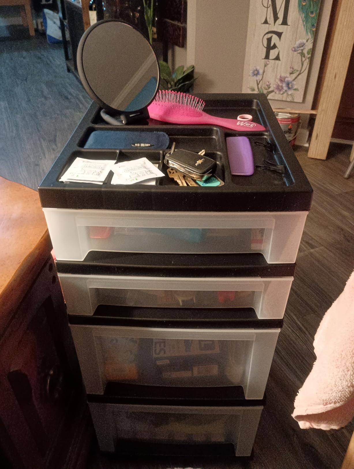 IRIS USA 4-Drawer Rolling Storage Cart with Organizer Top, Black/Pearl customer photo 1