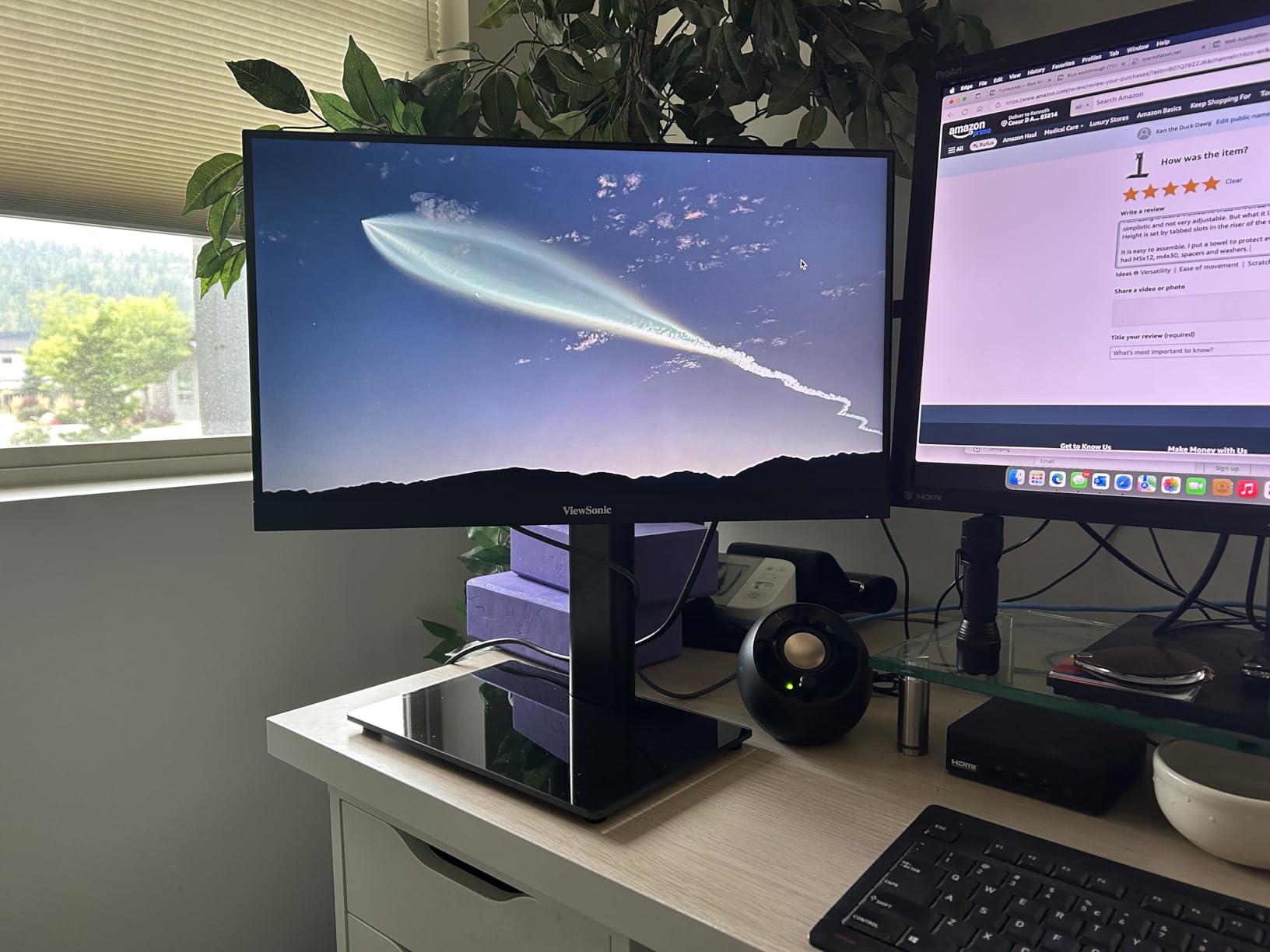 Single LCD Computer Monitor Free-Standing Desk Stand Mount Riser for 13 inch to 32 inch screen with Swivel, Height Adjustable, Rotation, Vesa Base Stand Holds One (1) Screen up to 77Lbs(HT05B-001)) customer photo 2