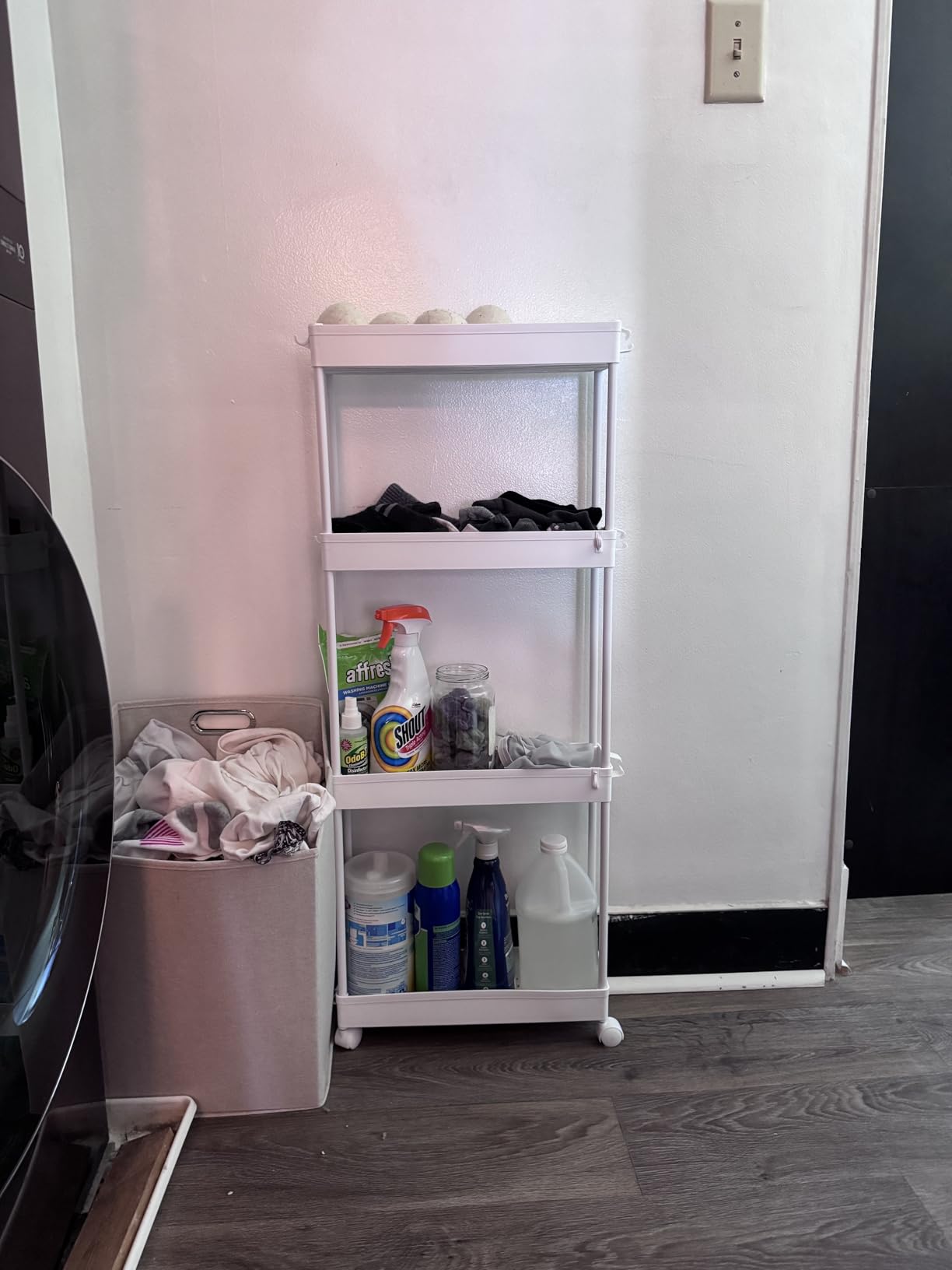 SPACEKEEPER Slim Rolling Storage Cart, 4 Tier Bathroom Cart Organizer,White customer photo 1