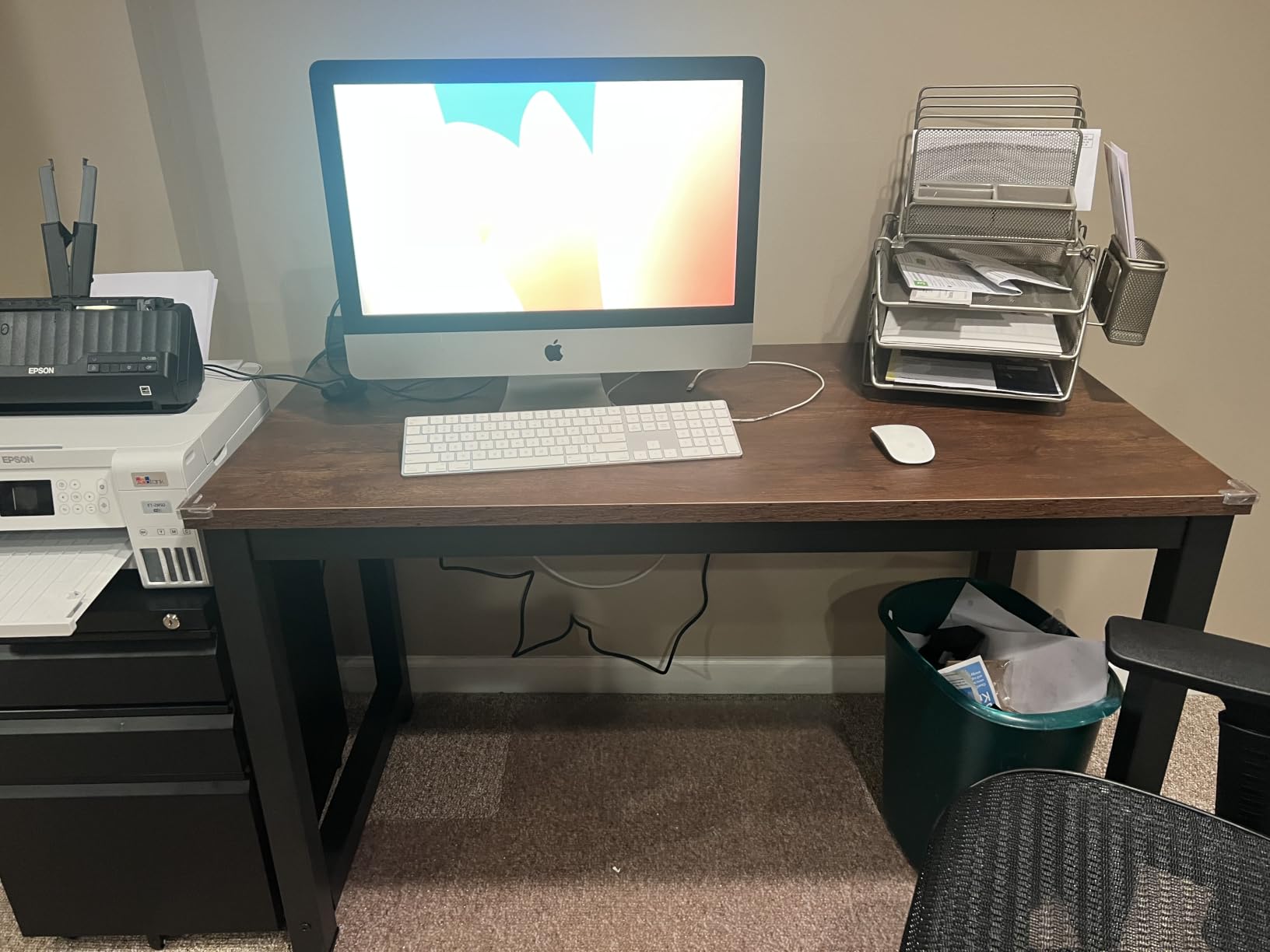 Tribesigns Modern Simple Computer Desk, 47 inch Vintage Office Desk Computer Table, Study Writing Study Desk Workstation for Home Office, Rustic Brown customer photo 1