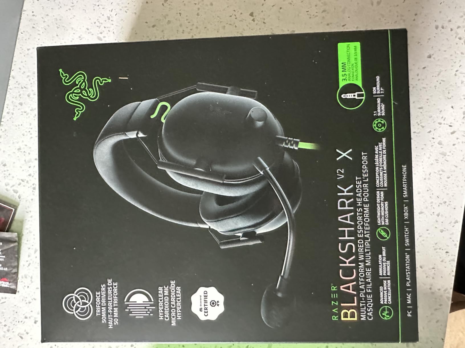 Razer BlackShark V2 X Gaming Headset: 7.1 Surround Sound - 50mm Drivers - Memory Foam Cushion - For PC, PS4, PS5, Switch - 3.5mm Audio Jack - Black customer photo 2