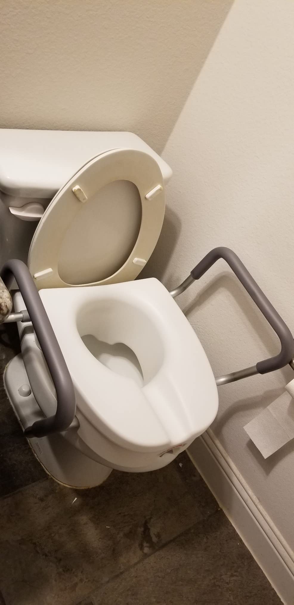 RMS Raised Toilet Seat - 5 Inch Elevated Riser with Adjustable Padded Arms customer photo 1