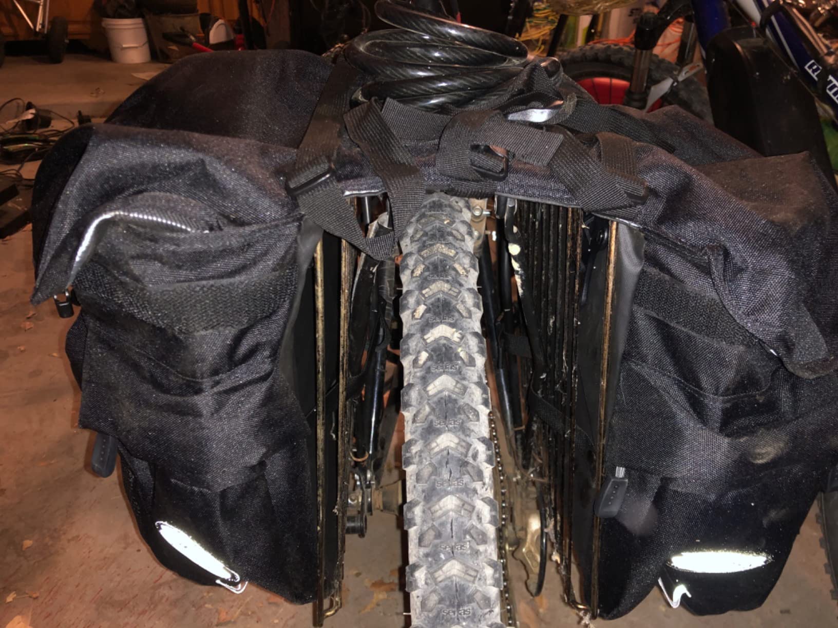 50L Bike Panniers, Waterproof Bicycle Rear Rack Bag with Rain Cover, Black customer photo 1