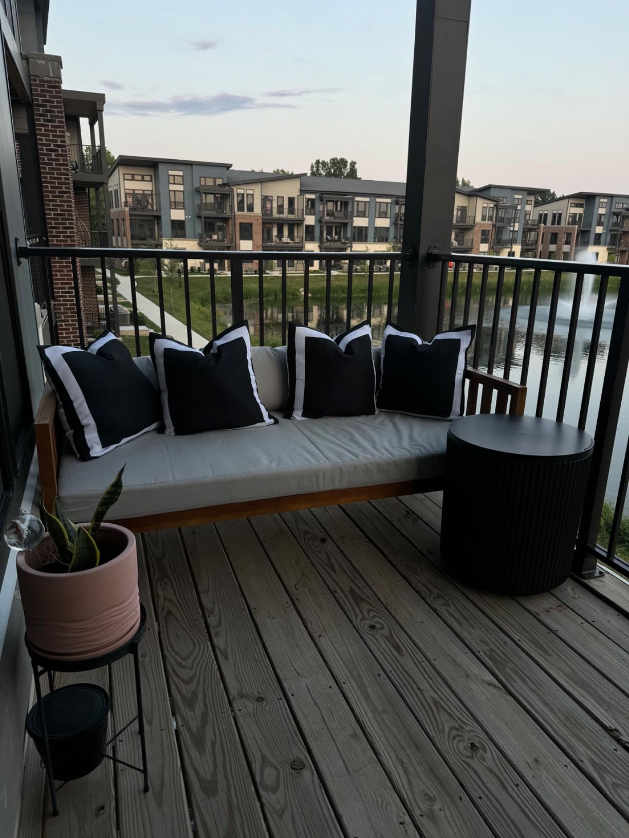 Christopher Knight Home Tina Outdoor 3 Seater Acacia Wood Daybed, Teak Finish, Light Grey customer photo 2