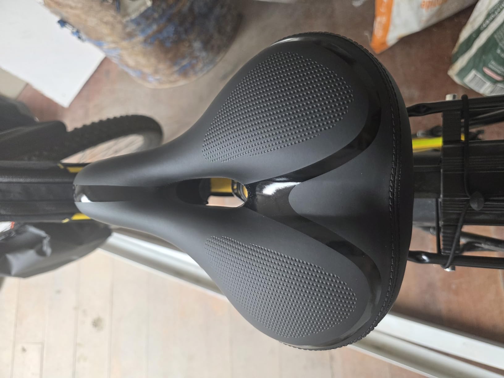 Large Comfortable Bike Seat Wide Saddle Shock Absorbing - Oversized Memory Foam Padded Exercise Bicycle Seat Waterproof Leather Cover - Universal Soft Replacement Cycling Cushion for Men Women customer photo 2