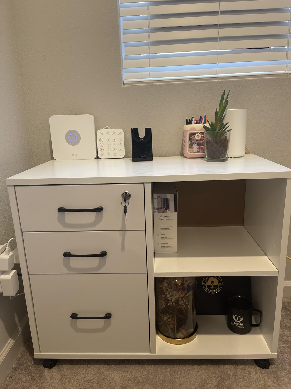 Panana 3 Drawer Office File Cabinets, Mobile Lateral Printer Stand with Open Storage Shelf, Rolling Filing Cabinet with Wheels Home Office Organization and Storage (White) customer photo 2