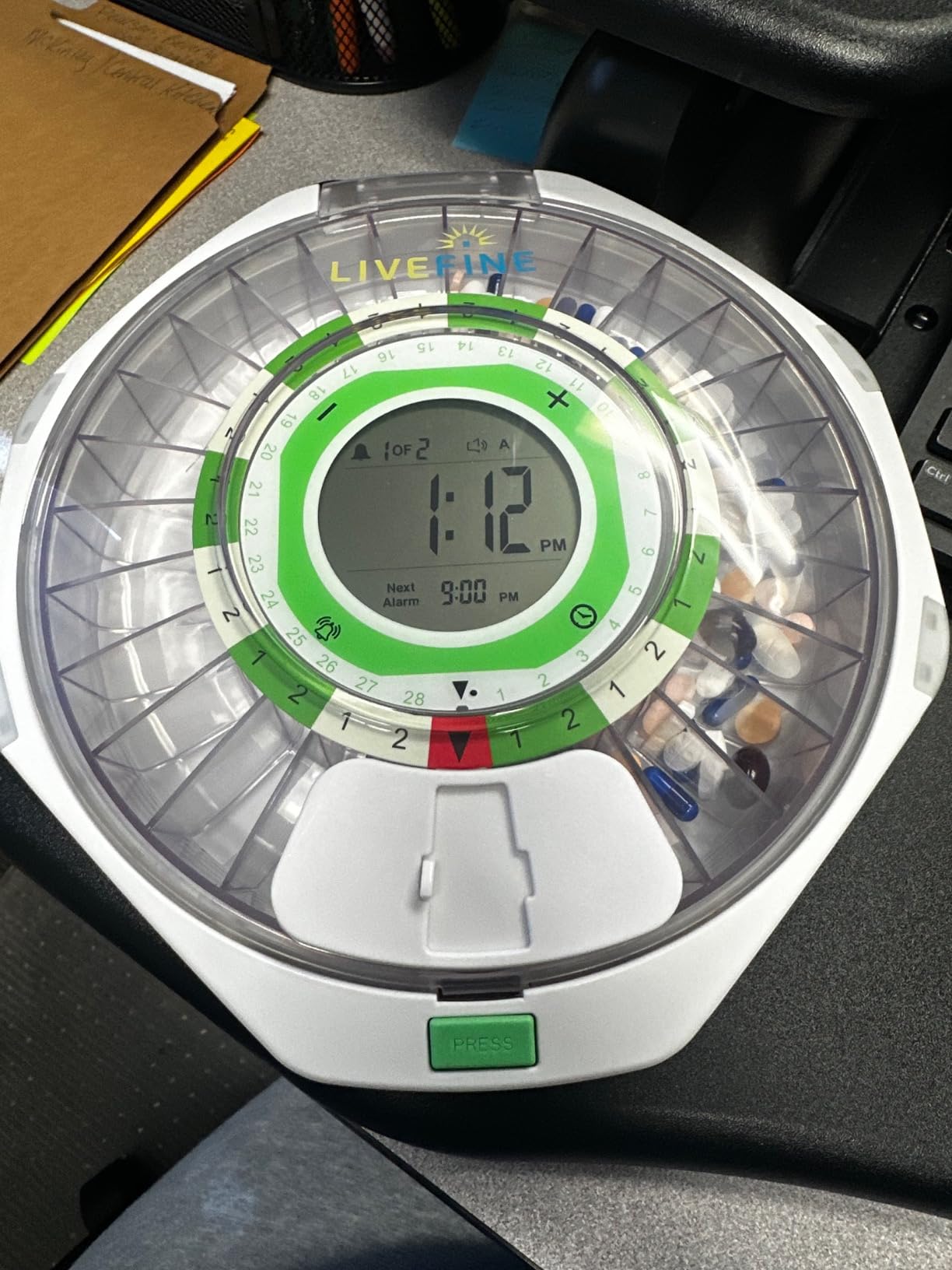 LiveFine 28-Day Locking Automatic Pill Dispenser with Alarm, Clear Lid customer photo 1