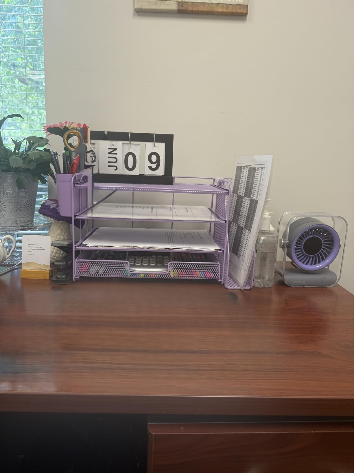 OPNICE Desk Organizer, 4-Tier Desktop File Organizer with Drawer and Pen Holders, Office Desk Accessories, File Sorters, Workspace Organizers for Office Supplies(Black) customer photo 2