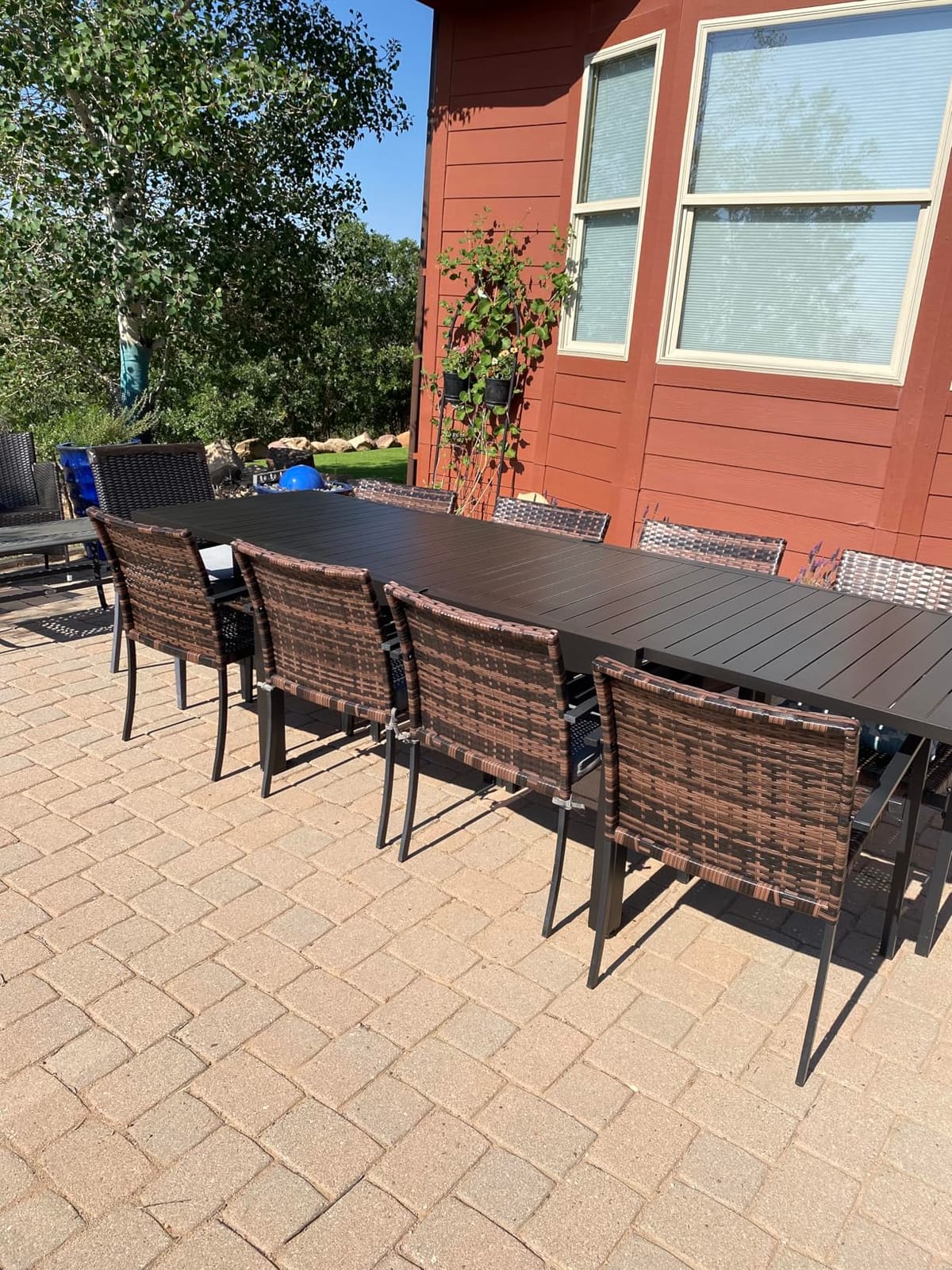 Domi Large Extendable Patio Dining Table, Aluminum Metal Indoor Outdoor 53