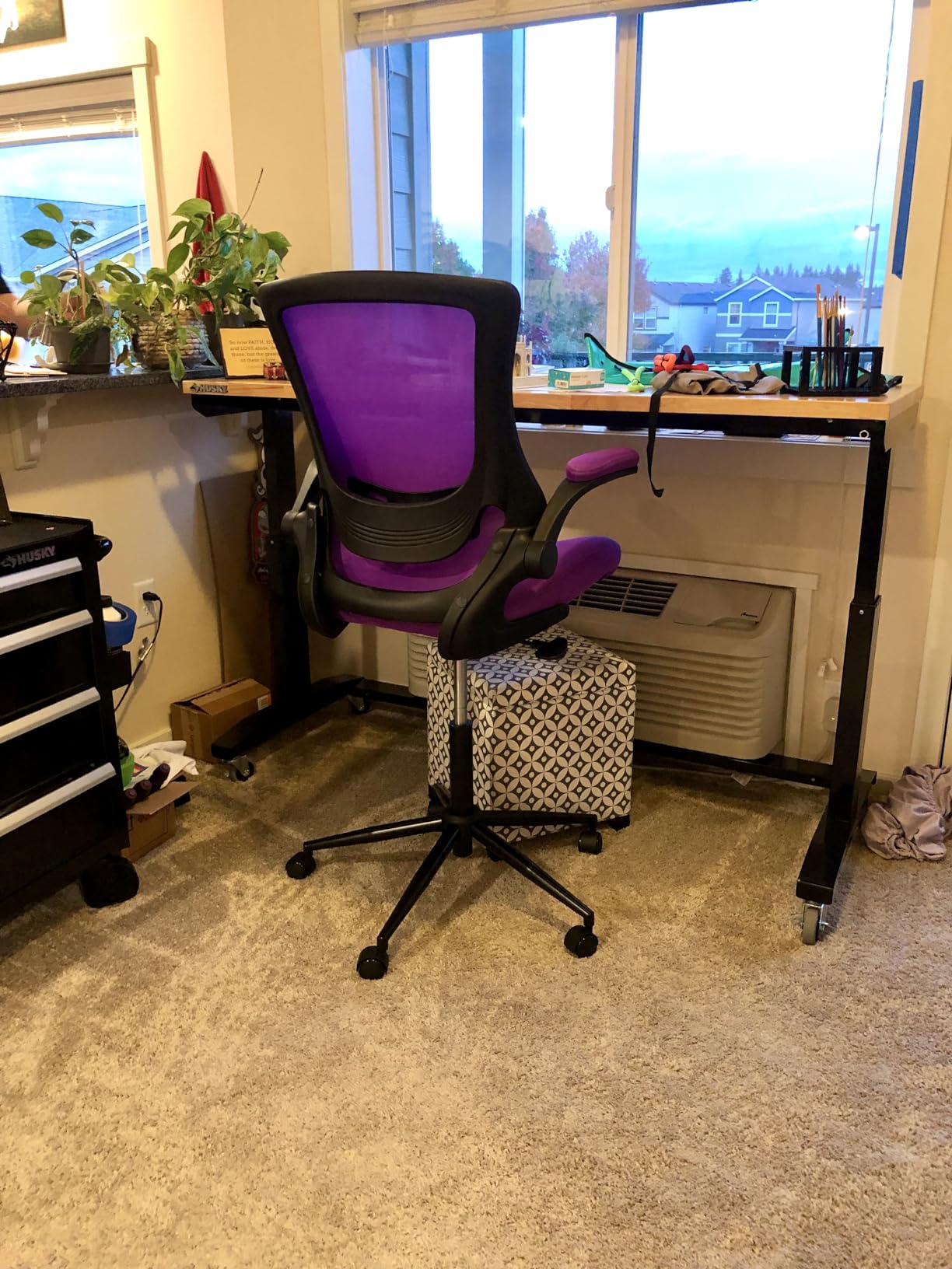 Misolant Tall Office Chair for Standing Desk, Drafting Chair with Footrest Ring, PU Leather Recline High Office Tall Desk Chair with Adjustable Lumbar Support customer photo 2