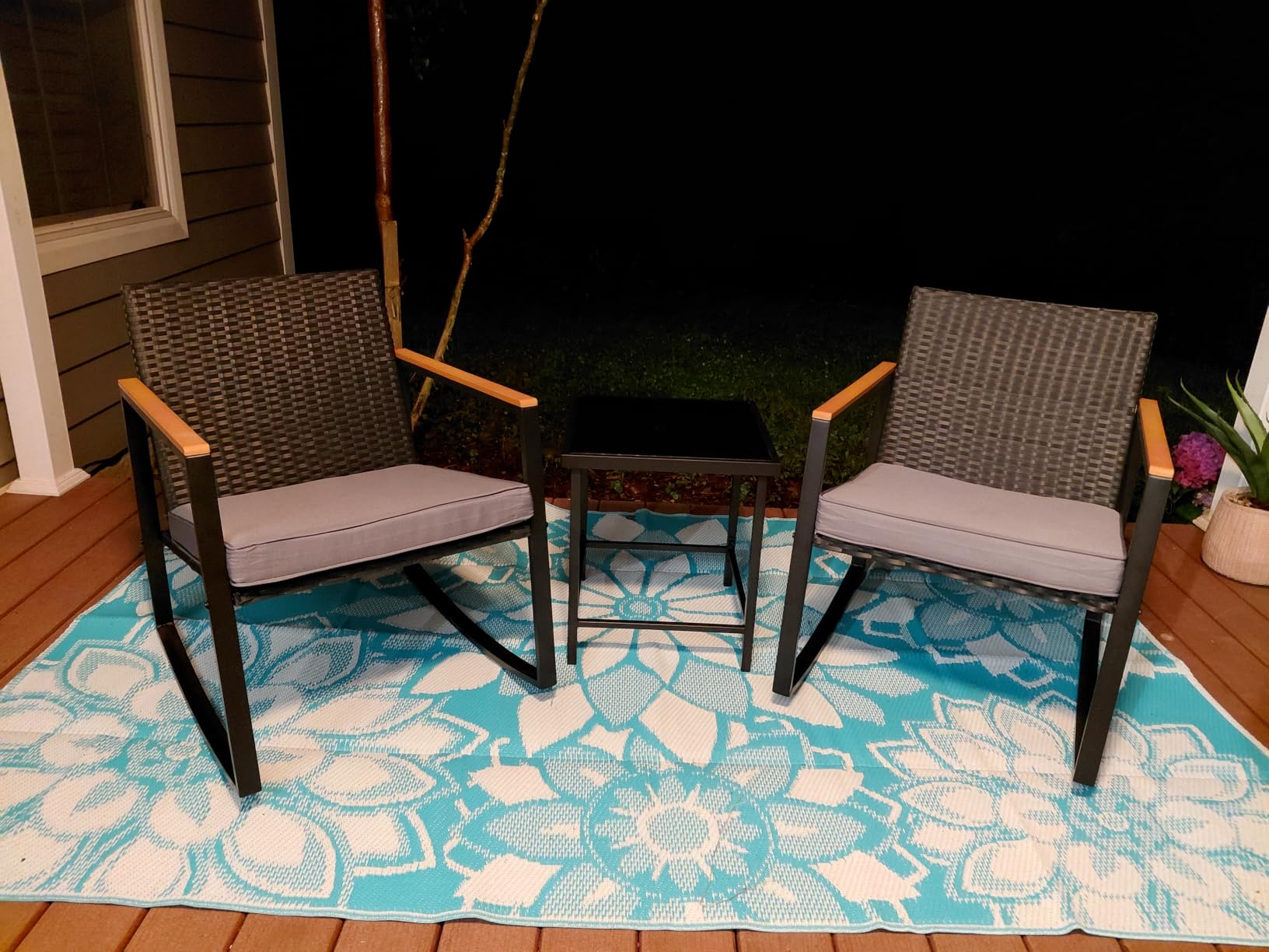 Gizoon 3 Pieces Rocking Patio Bistro Set with Anti-Scald Armrest customer photo 1