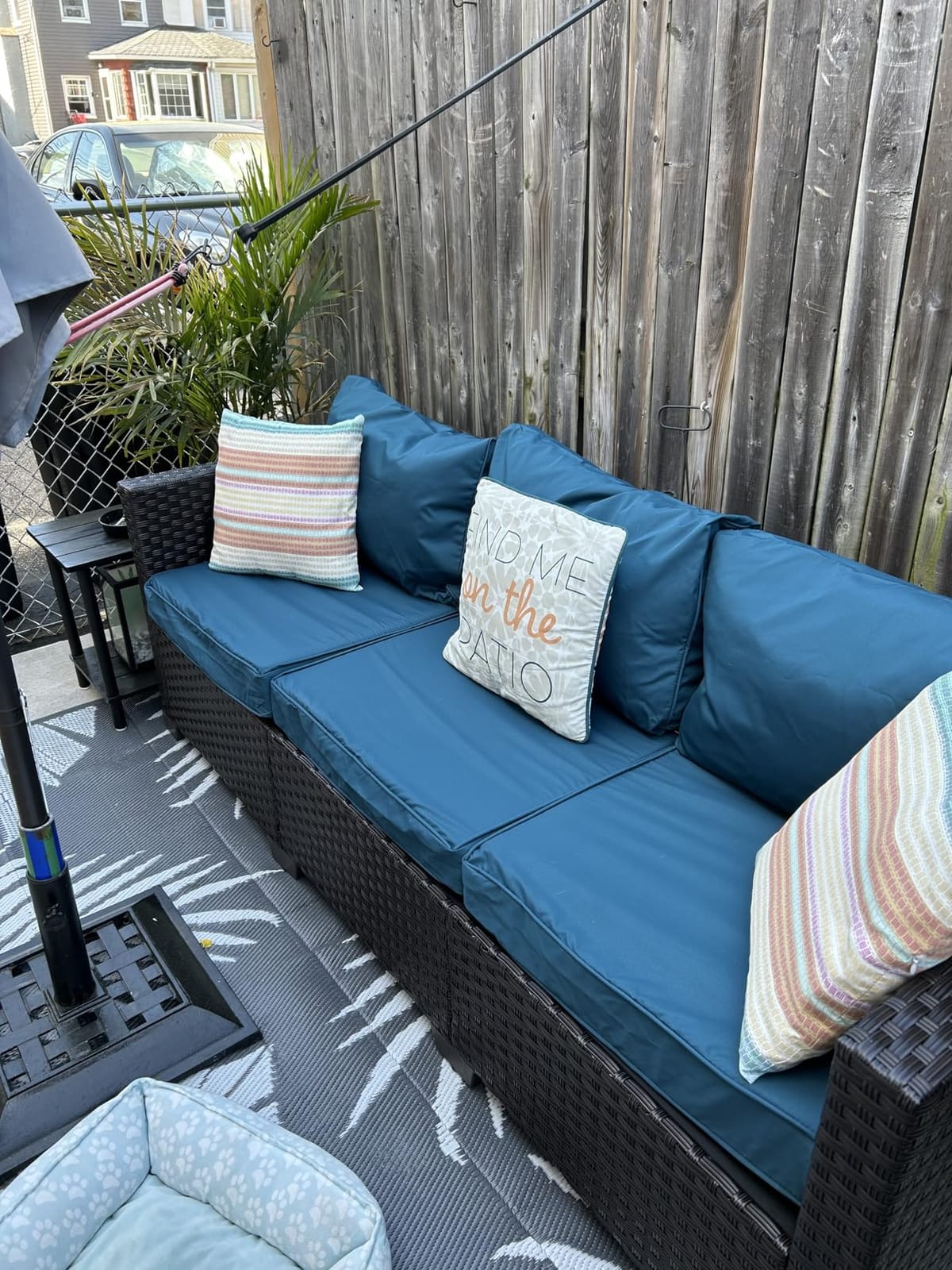 Rattan Star Outdoor Furniture Couch 3 Seater Sofa Outdoor Brown Wicker Sofa Deep Seat High Backrest Patio Couch with Non-Slip Cushions Waterproof Cover, Khaki customer photo 1