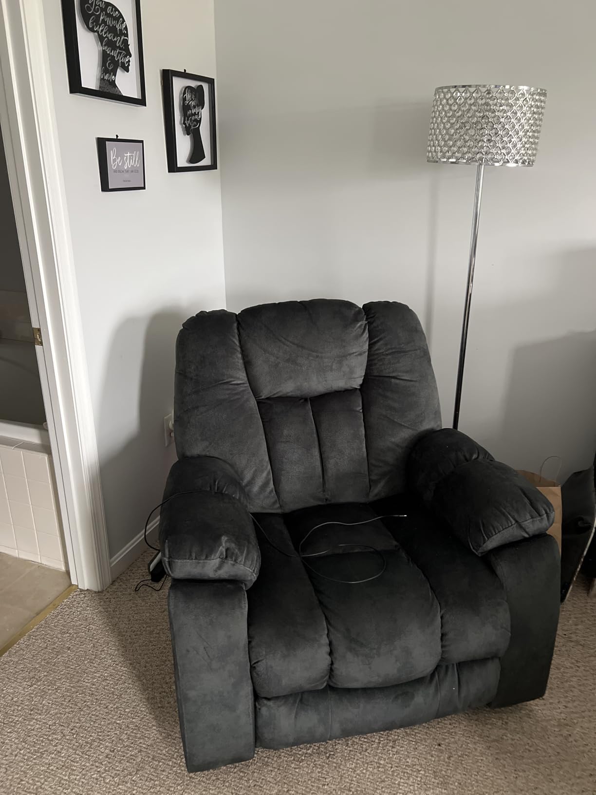 CANMOV Power Lift Recliner Chair with Massage and Heat for Elderly, Overstuffed Wide Recliners, Heavy Duty and Safety Motion Reclining Mechanism with USB Ports, 2 Concealed Cup Holders, Chocolate customer photo 2