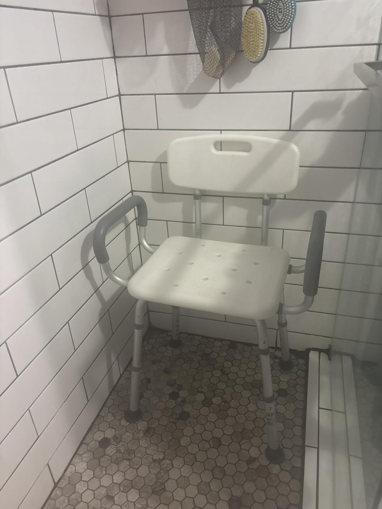 HOMLAND Shower Chair for Inside Shower with Padded Armrests and Back customer photo 2