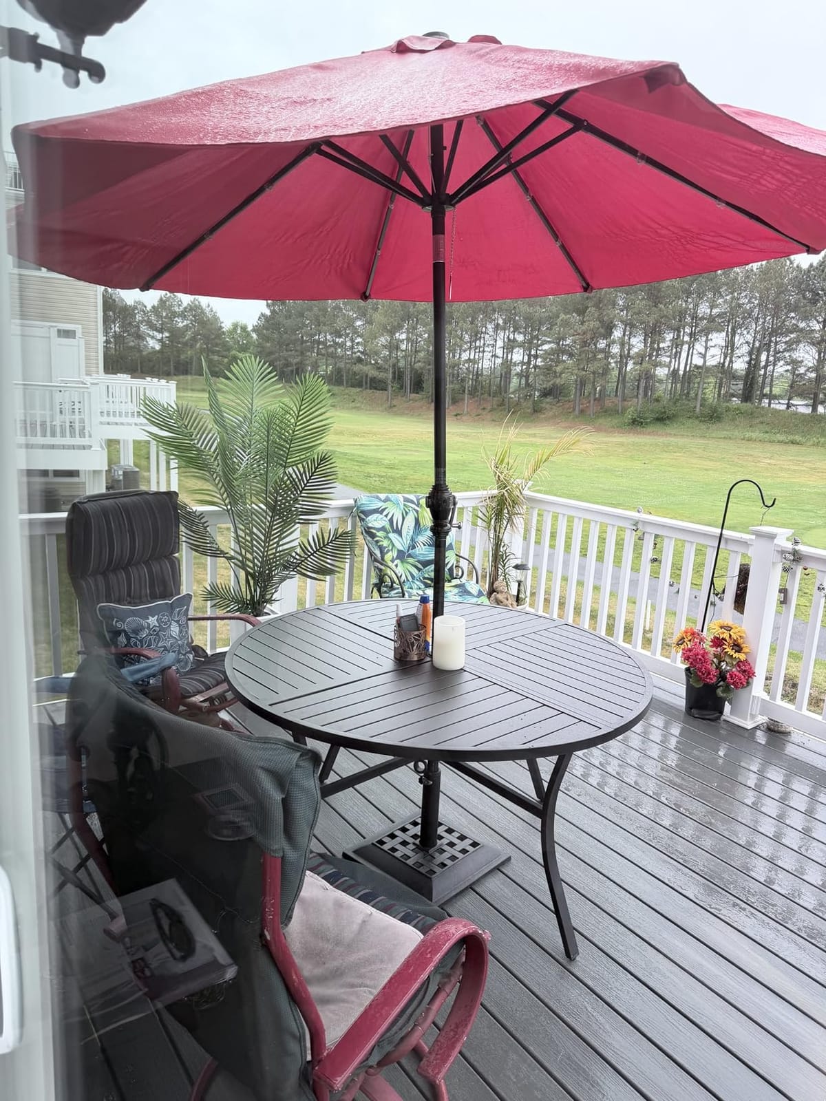 MIXPATIO Outdoor Dining Table for 8, Black Metal Table w/Umbrella Hole customer photo 1