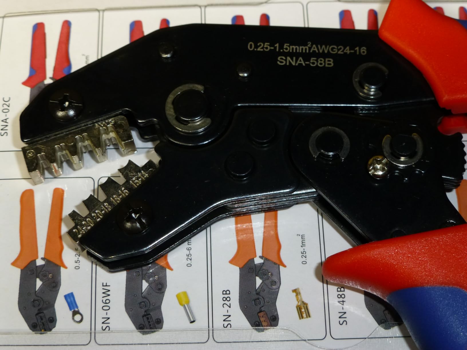 Wire Crimping Tool with Ratchet, Amliber Ratchet Wire Crimper Tool for Open Barrel Terminal Connectors, Electrical Crimping Tool for Deutsch DELPHI AMP Dupont TYCO Terminals, 24-14 AWG customer photo 1