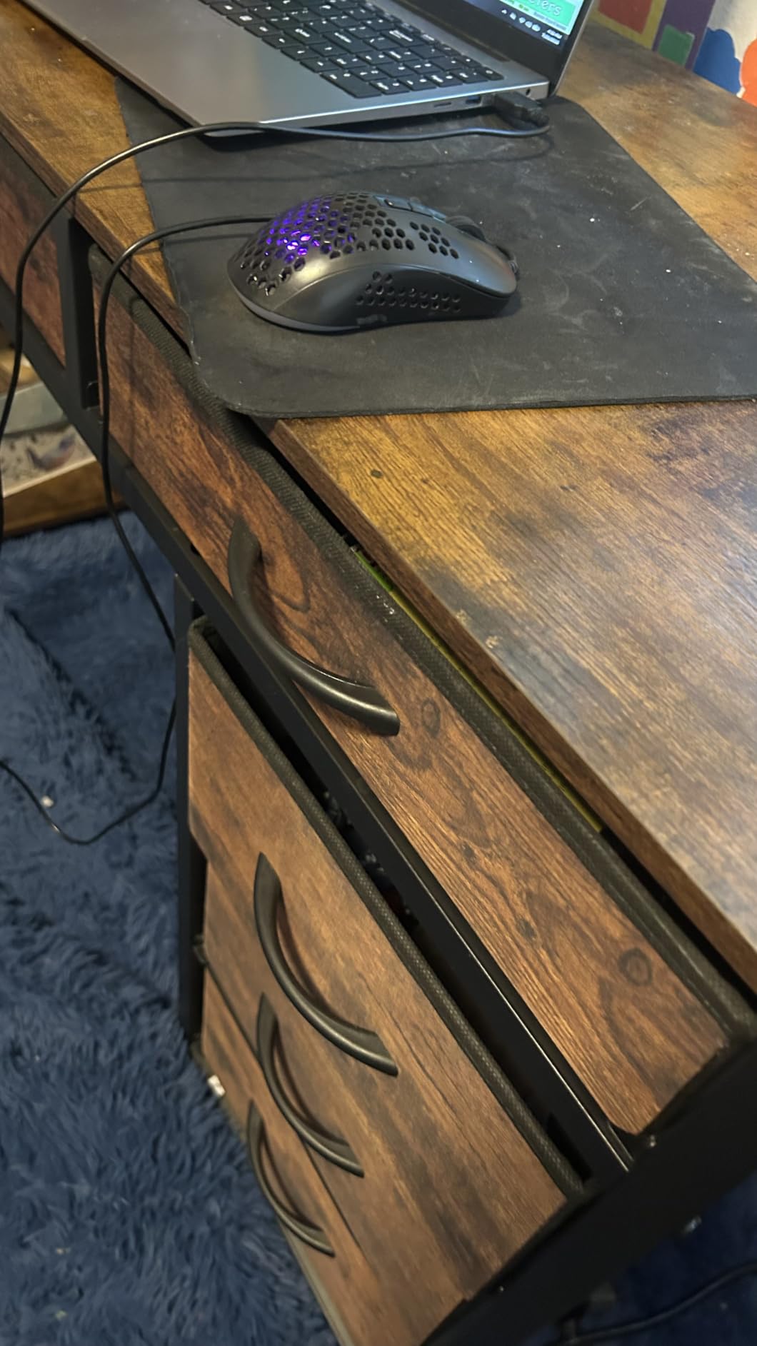 Huuger Computer Desk with 6 Drawers, Office Desk with Shelves, Reversible Gaming Desk, Corner Desk with Storage, Work for Home Office, Study, Living Room, 47inch, Rustic Brown customer photo 2