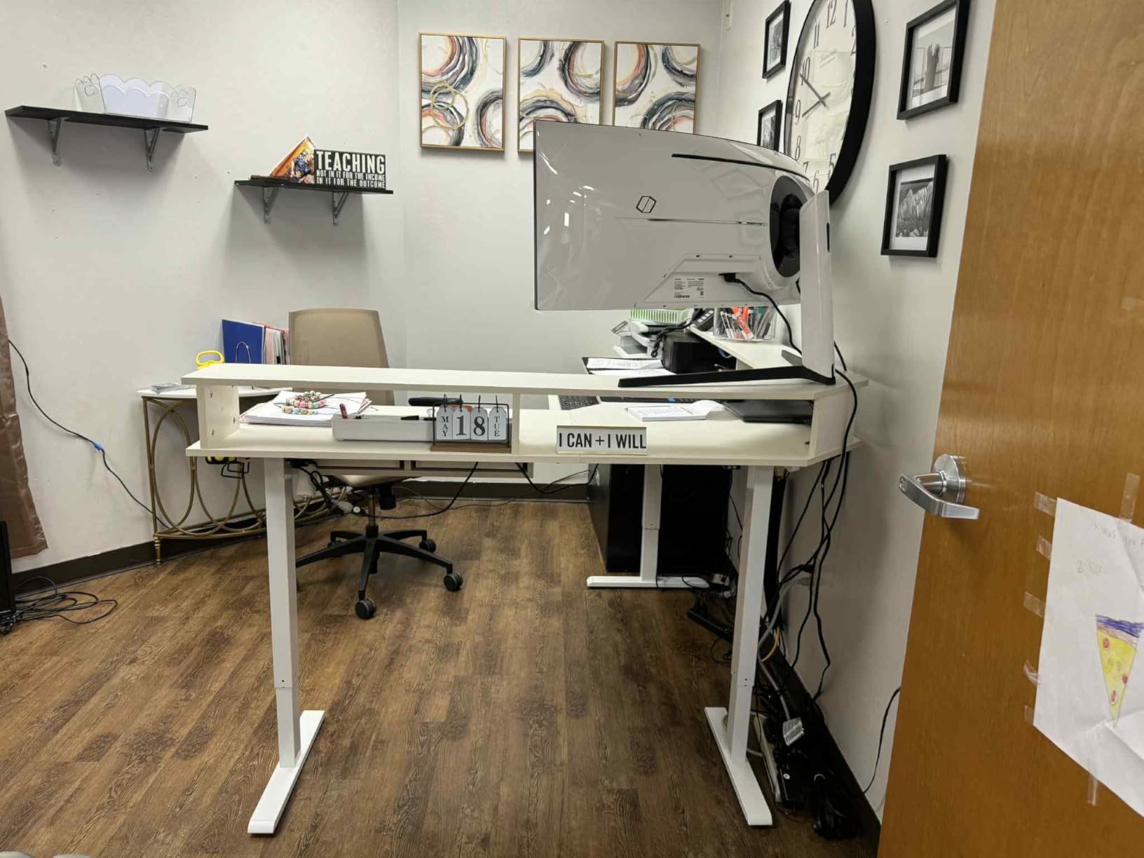 RedLemon 60 Inches L Shaped Electric Standing Desk 2 Tier, Antique White customer photo 1