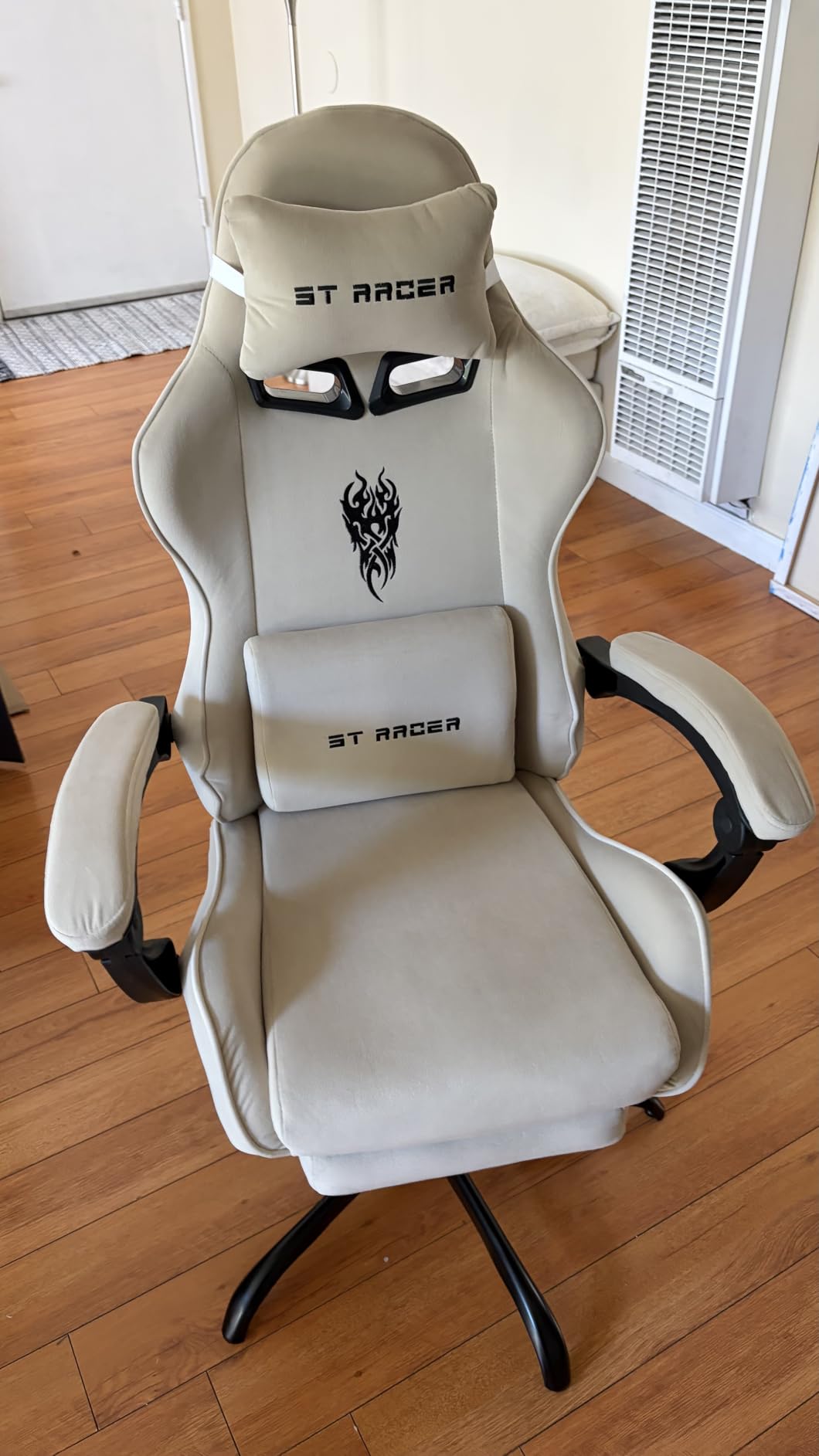 Ferghana Velvet Fabric Gaming Chair, High Back Ergonomic Gamer Chair for Adult, Comfortable Video Game Chair with Footrest and Massage Lumbar Cushion, Racing Reclining Office Computer Desk Chair Black customer photo 1