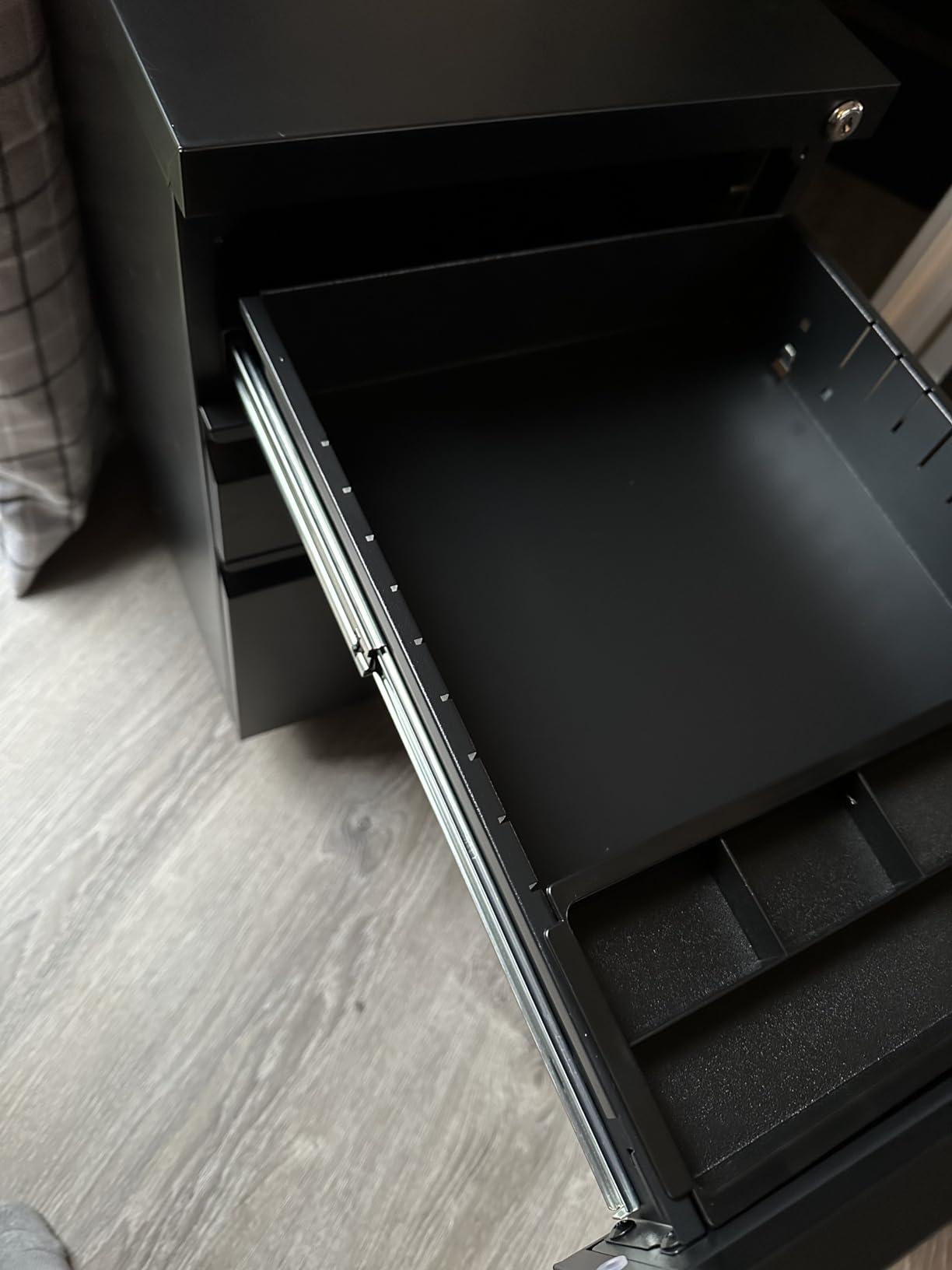 MIIIKO 3 Drawer File Cabinet with Lock, Metal Lateral Rolling Printer Stand Office Storage Filing Cabinets for Home Office,A4, Letter,File Folders(Black) customer photo 2