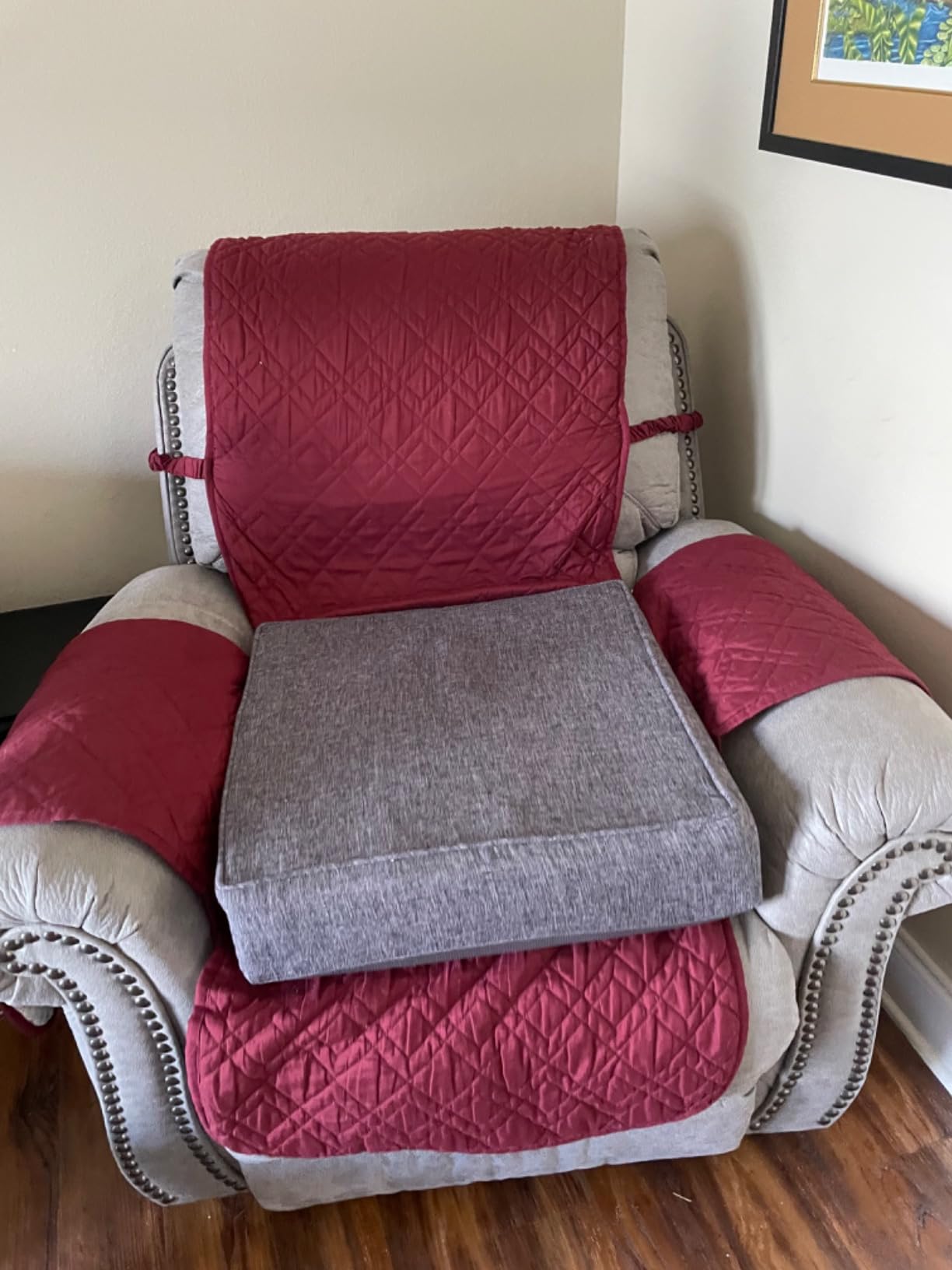 BUYUE Lifting Cushion for Elderly to Stand Up, 20x20x3 Inch Thick Foam Booster Seat Cushion for Seniors, Non-Slip Recliner Armchair Riser Seat Pad, Latex-Free Standing Aid for Sofa, Grey customer photo 2