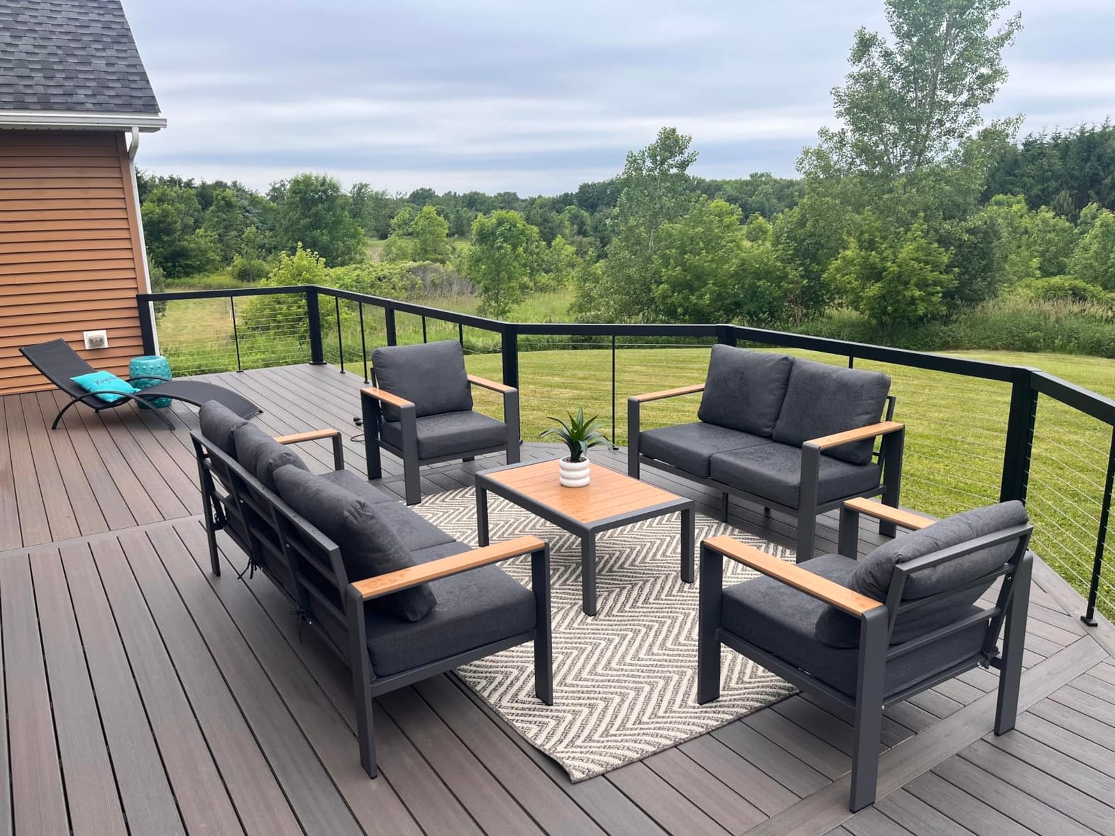 Aluminum Outdoor Patio Furniture, 3 Seats All-Weather Outdoor Patio Sofa with Washable Thick Cushion, Patio Sofa Couch for Porch, Balcony, Deck, Yard, Gray customer photo 1