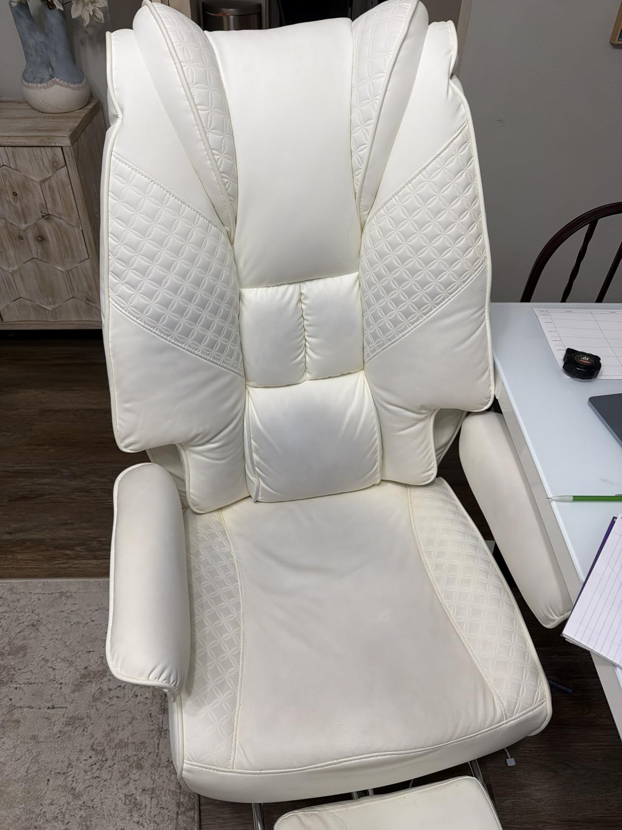 EXCEBET Big and Tall Office Chair with Footrest, PU Leather High Back Executive Office Chair 400lbs, Ergonomic Computer Chairs Lumbar Support for Heavy People (Blue) customer photo 1