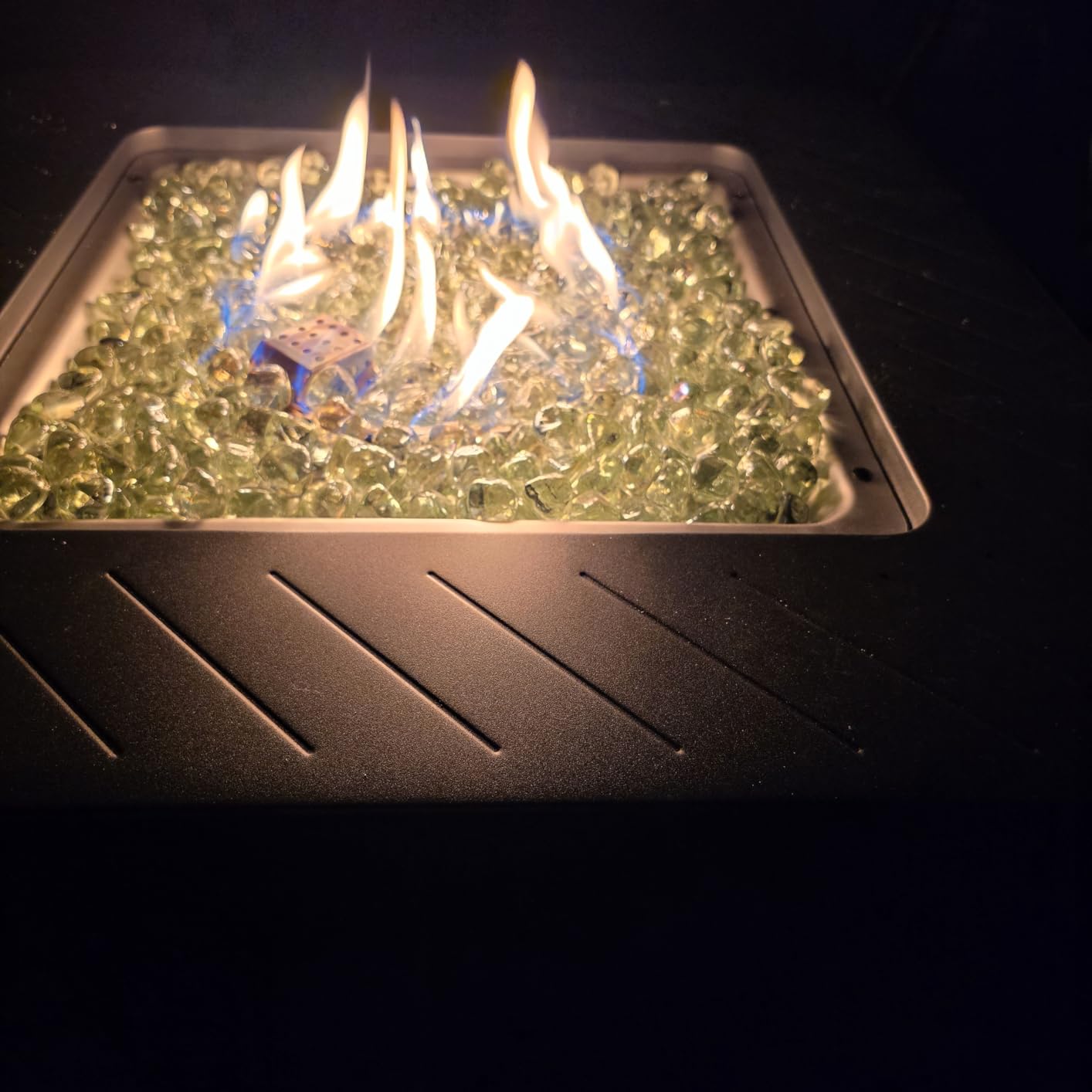 East Oak 28” Outdoor Propane Fire Pit Table | 52,000 BTU Gas Fire Pit for 2-4 People with Space-Saving Hock Lid, Mesh Pocket & Lava Rocks | CSA Certified Safe for Patio, Deck, Backyard, Black customer photo 1