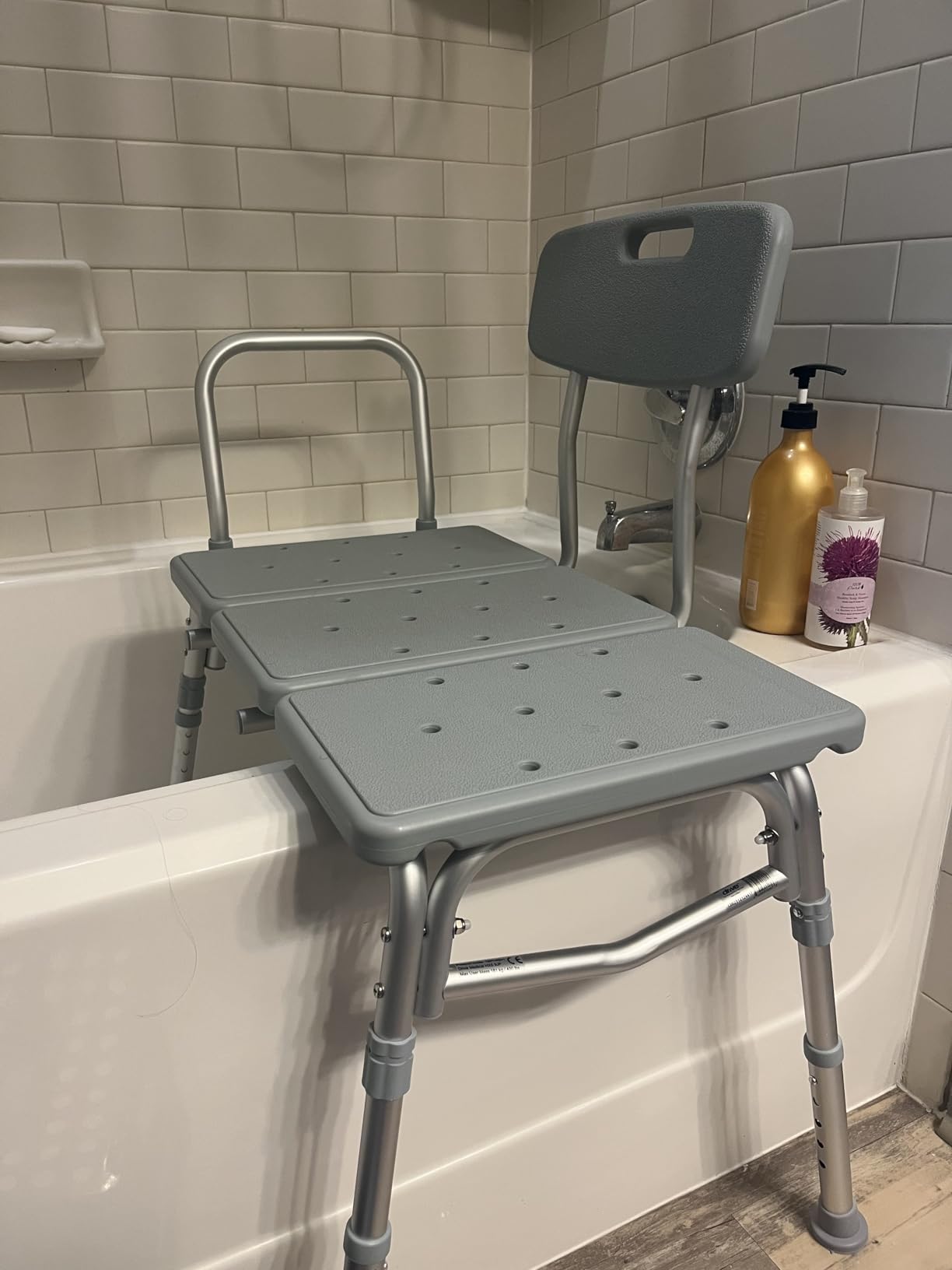 HOMLAND Tub Transfer Bench with Backrest for Bathtub, Height Adjustable customer photo 1