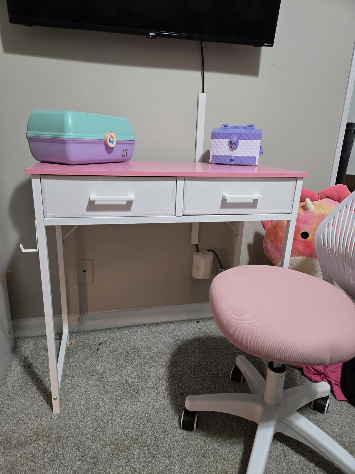Pamray 32 Inch Small Computer Desk with 2 Drawers for Bedroom Study Writing Home Office Table for Small Spaces Black customer photo 2