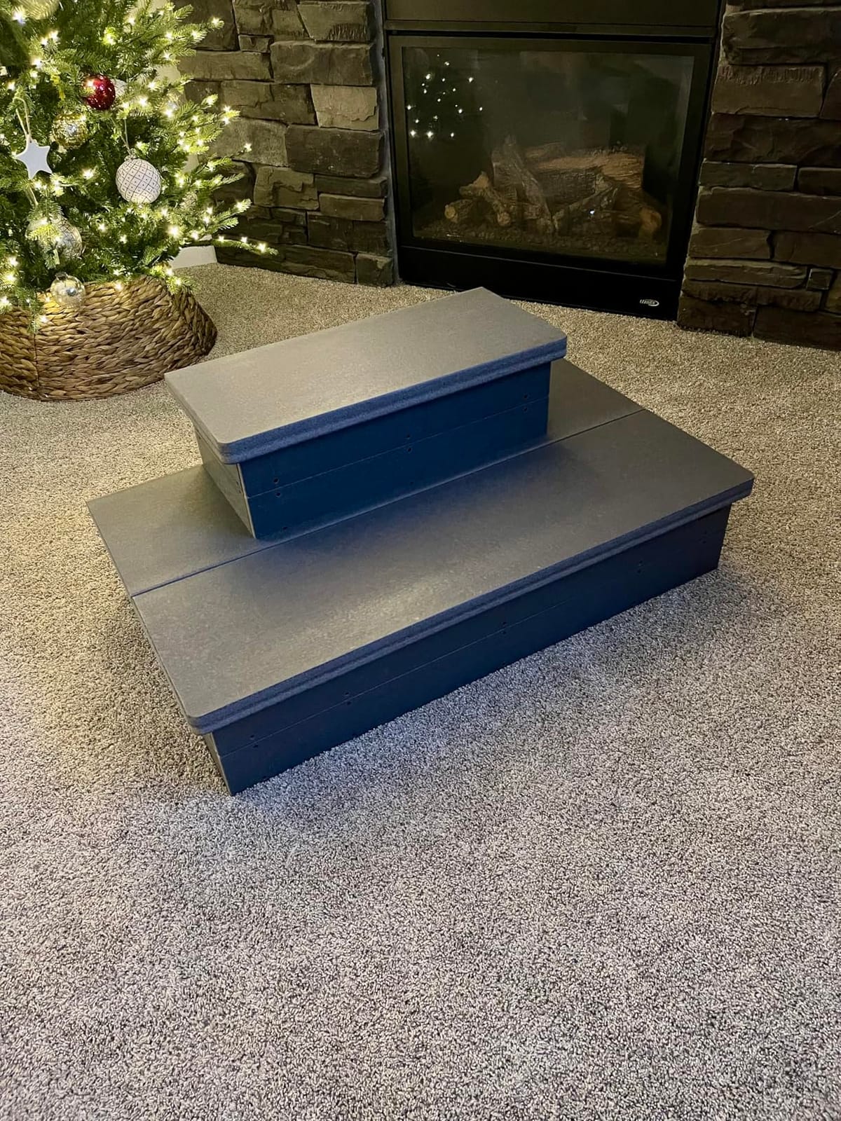 Heavy Duty Hot Tub Steps with Storage - Waterproof, Non-Slip & No Maintenance - Large 700LBS Load Capacity - Multi Angle Access - Ideal for Spa Steps, Hot Tub Stairs - Gray Spa Step for Outdoor customer photo 2