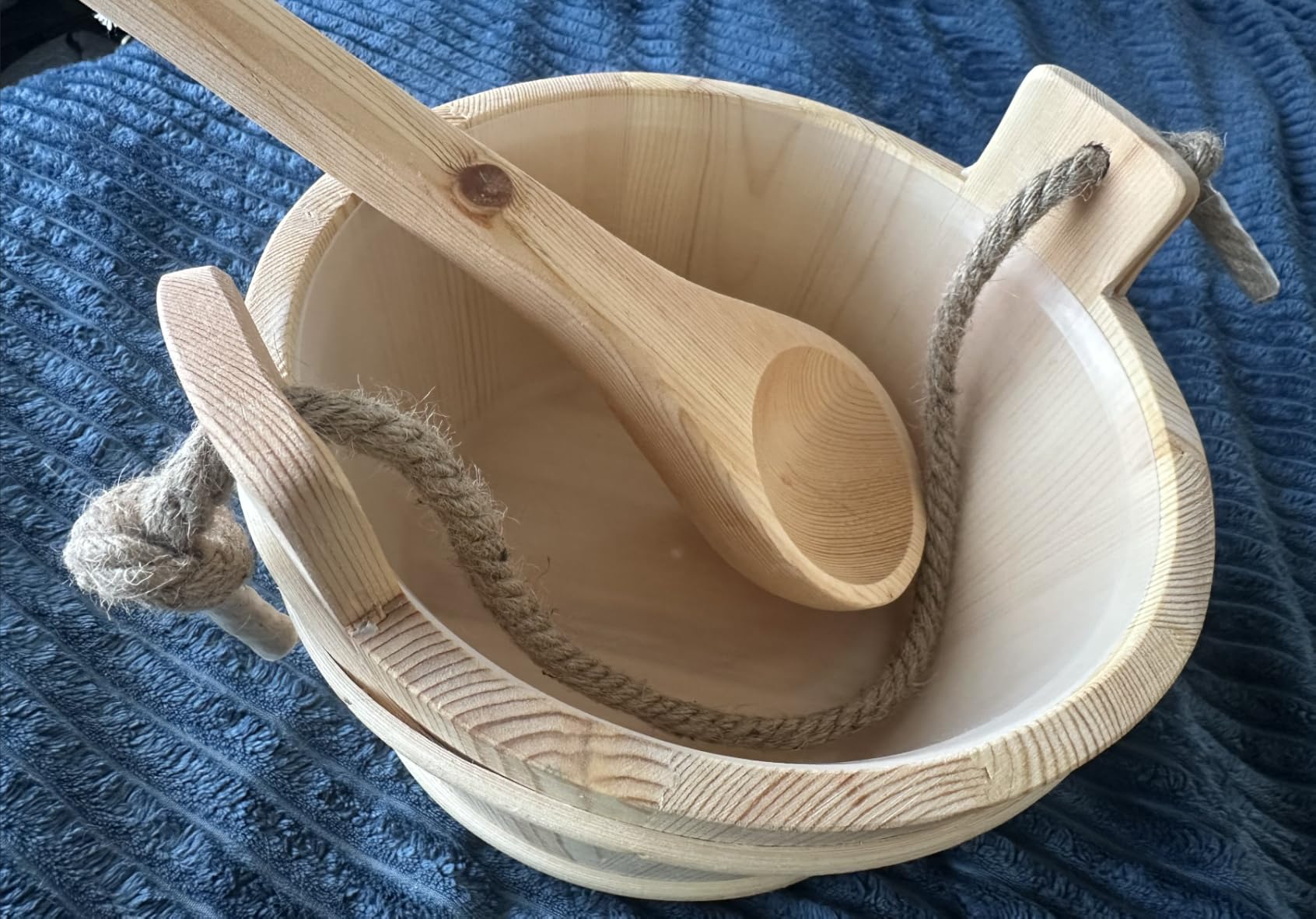 Sauna Bucket & Ladle Set – Handmade Pine Wood 4L customer photo 1