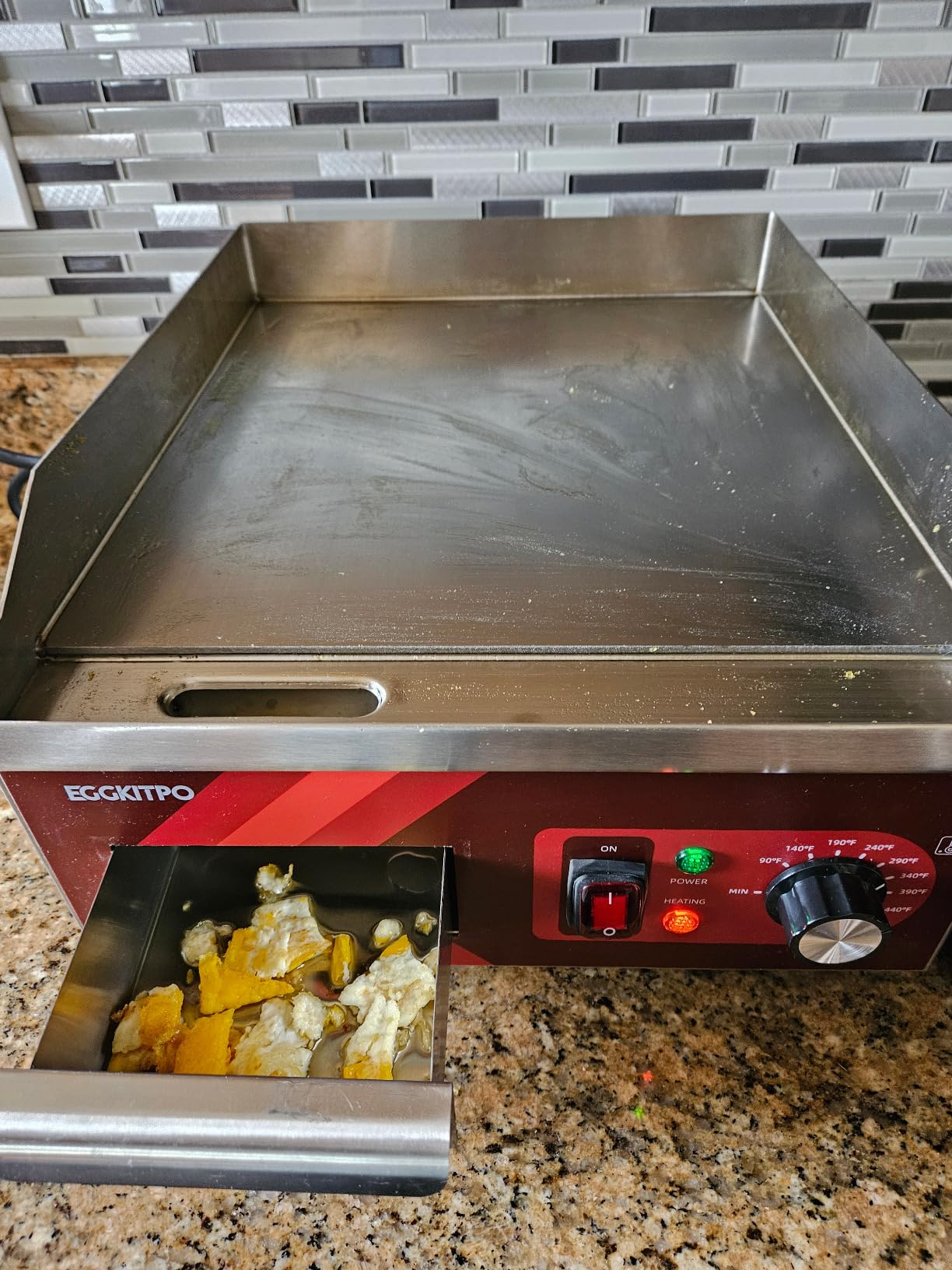 EGGKITPO 36 Inch CSA Certified Commercial Propane/Natural Gas Griddle Manual Controls 90,000 BTU Countertop Flat Top Grill Hot Plate with Independeent Knob 3 Burners Teppanyaki Grill for Restaurant customer photo 1