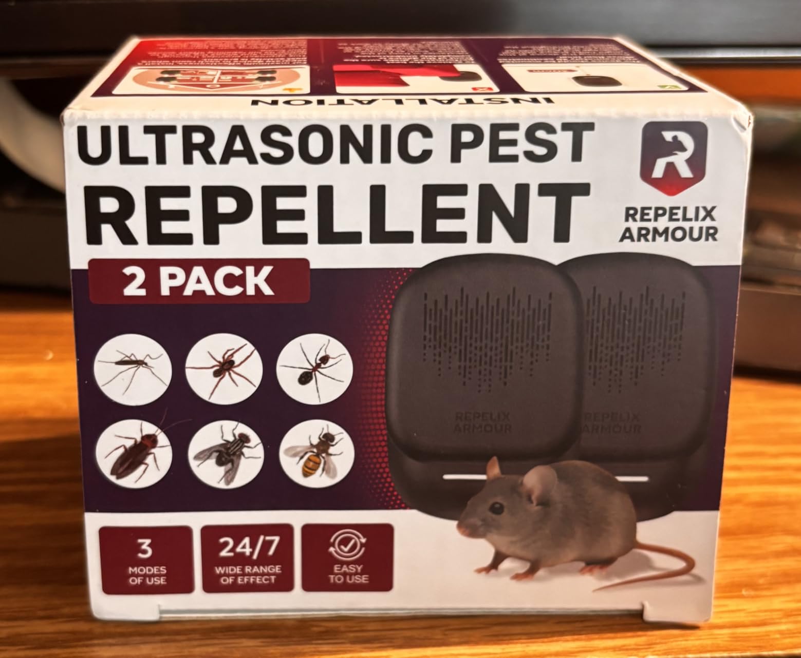 Ultrasonic Pest Repeller for Indoor Use - 2 Pack - Covers Up to 1,500 sq ft per Device - 3 Modes Mouse Repellent - Rodent Repellent – Helps Repel Rats, Spiders, Mosquitoes, Ants & Household Insects customer photo 1