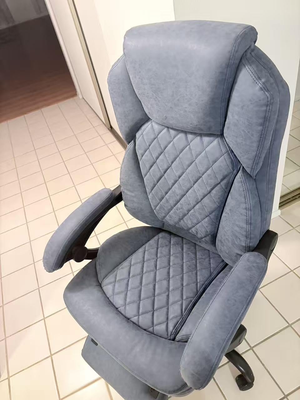 400lb Leather Reclining Office Desk Chair with Foot Leg Rest Brown customer photo 2